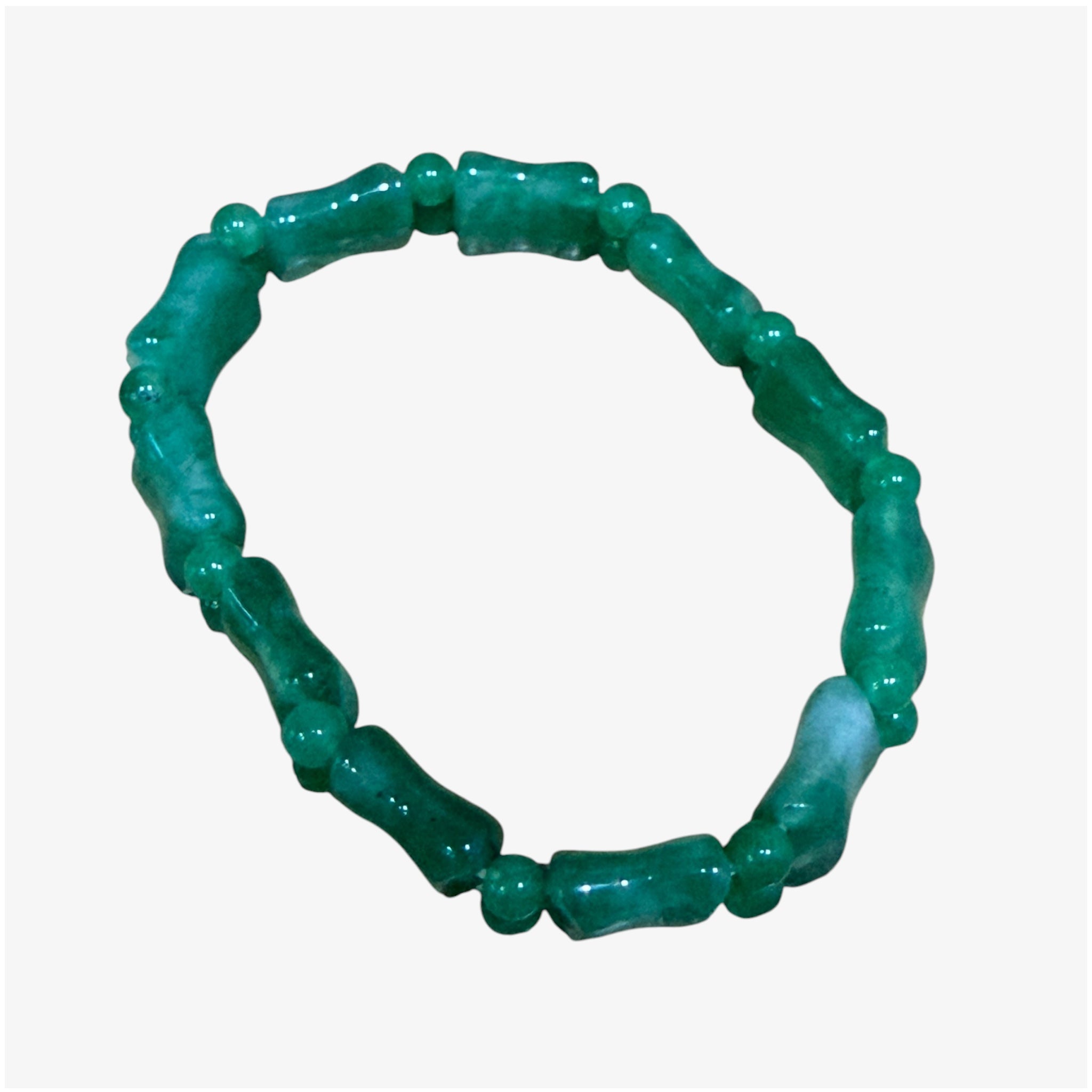 Green Jade Bamboo Style Stretch Bracelet