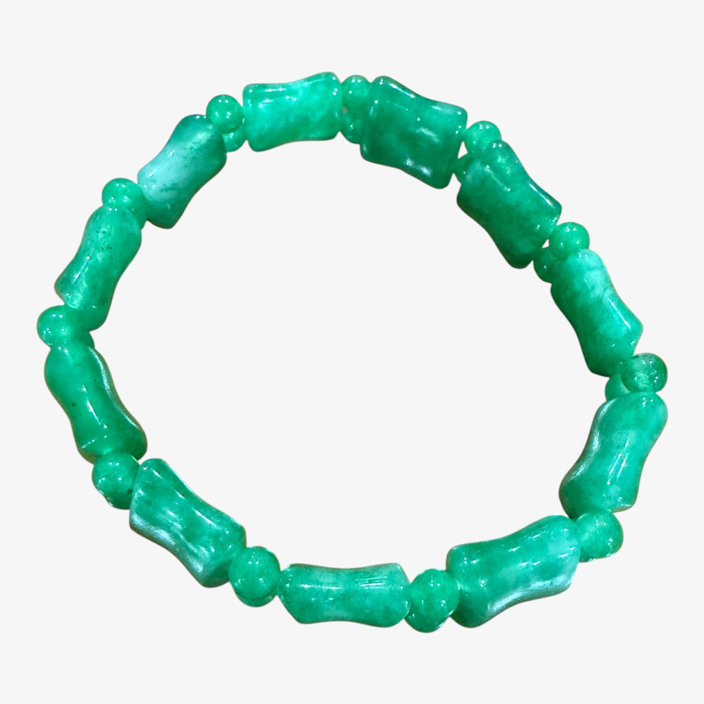 Green Jade Bamboo Style Stretch Bracelet