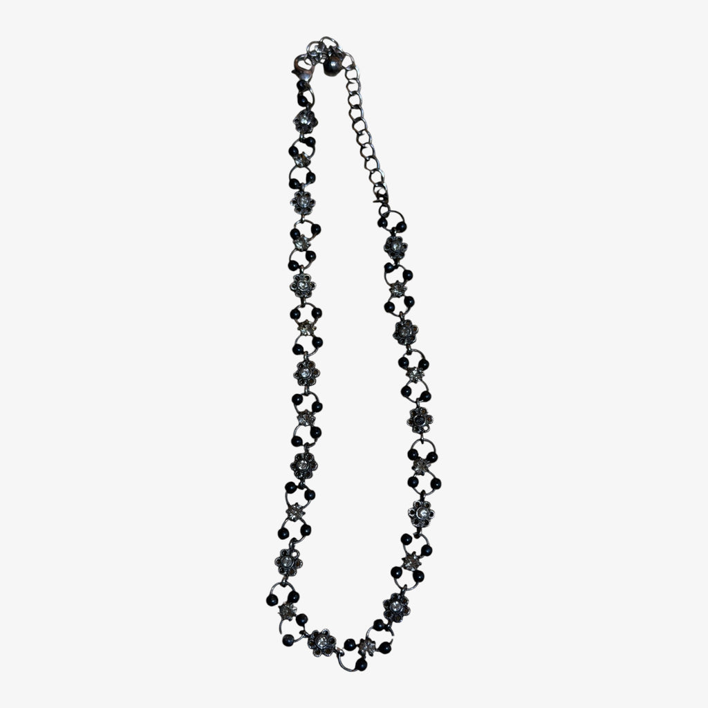 Vintage Black Flower Necklace