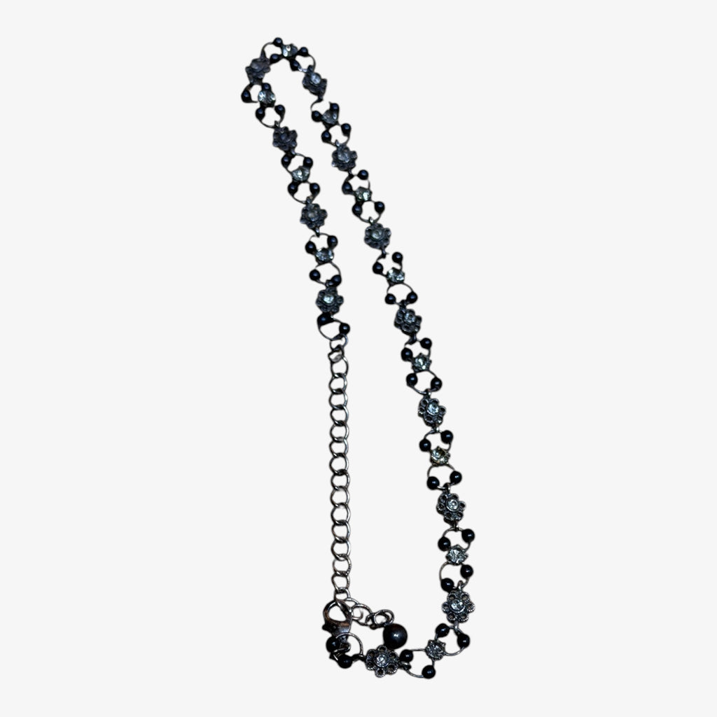 Vintage Black Flower Necklace