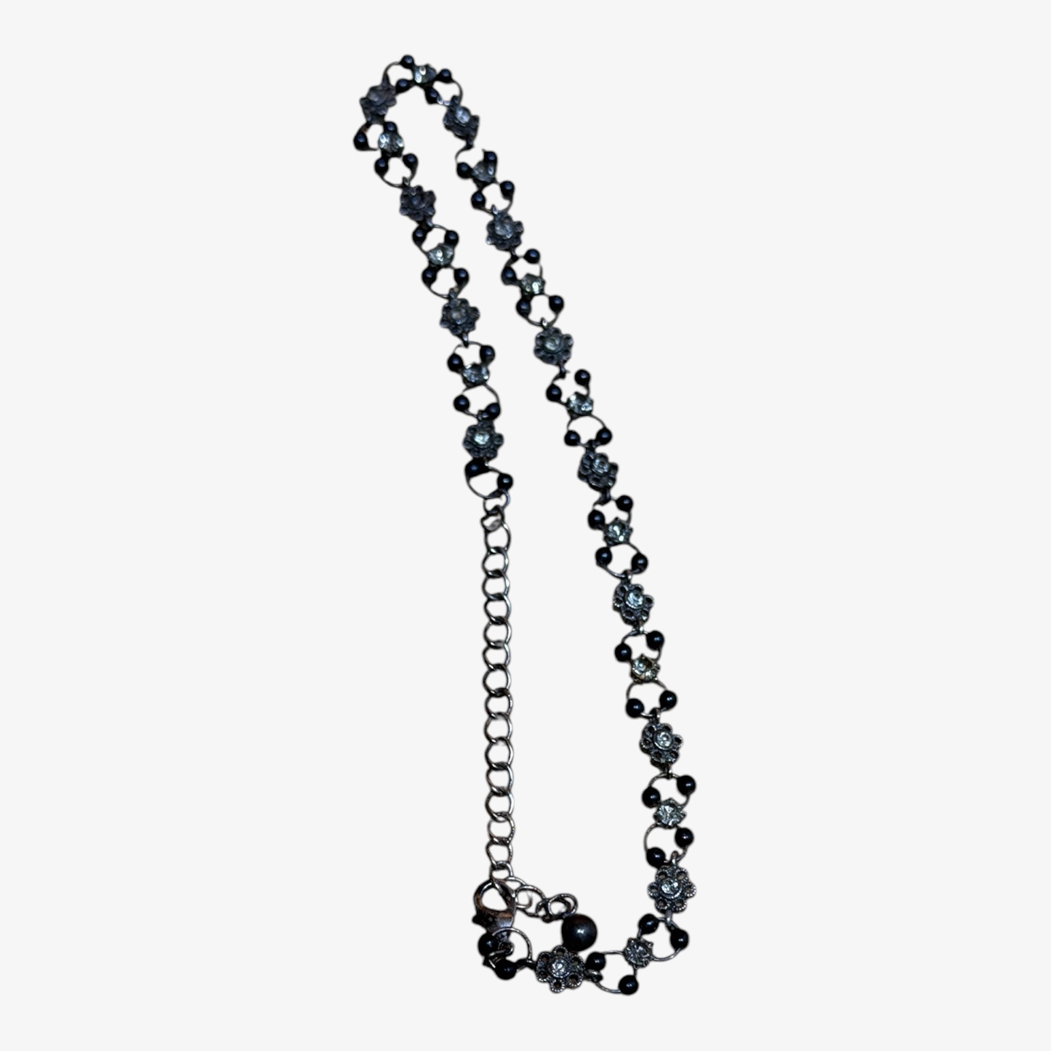 Vintage Black Flower Necklace