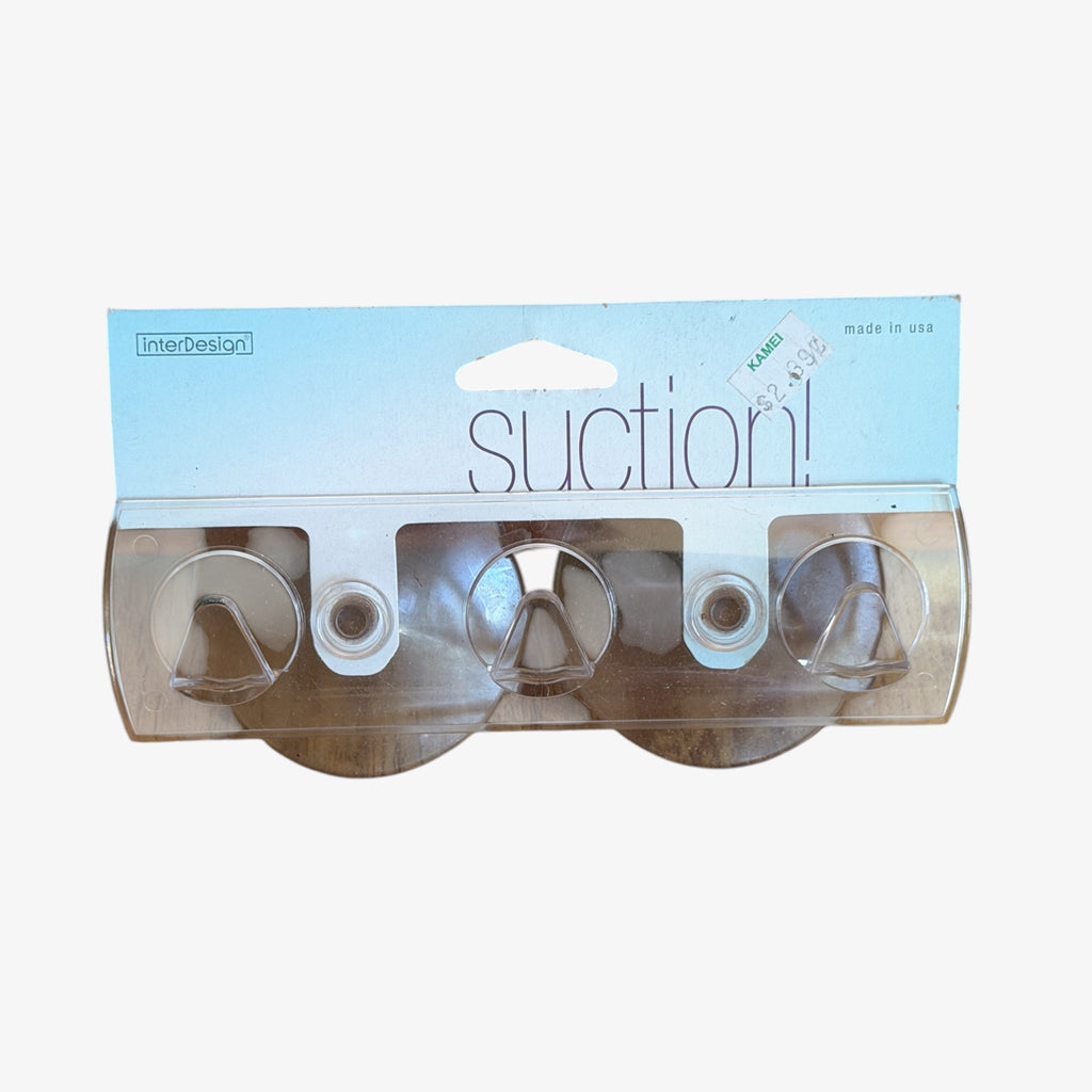 InterDesign Clear Plastic 3-hook Suction Bar