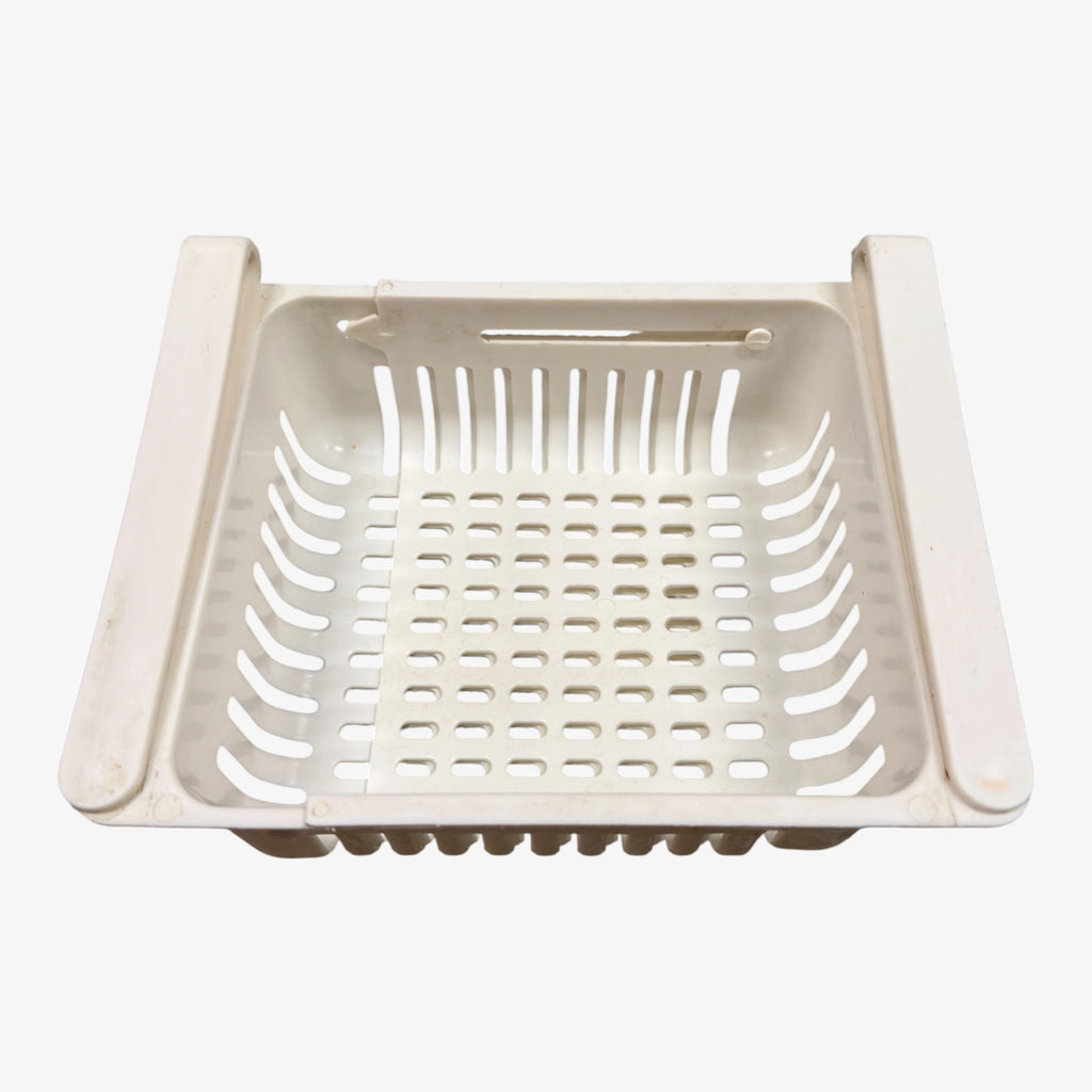 White Plastic Retractable Refrigerator Drawer Organizer for Fruit and Vegetable