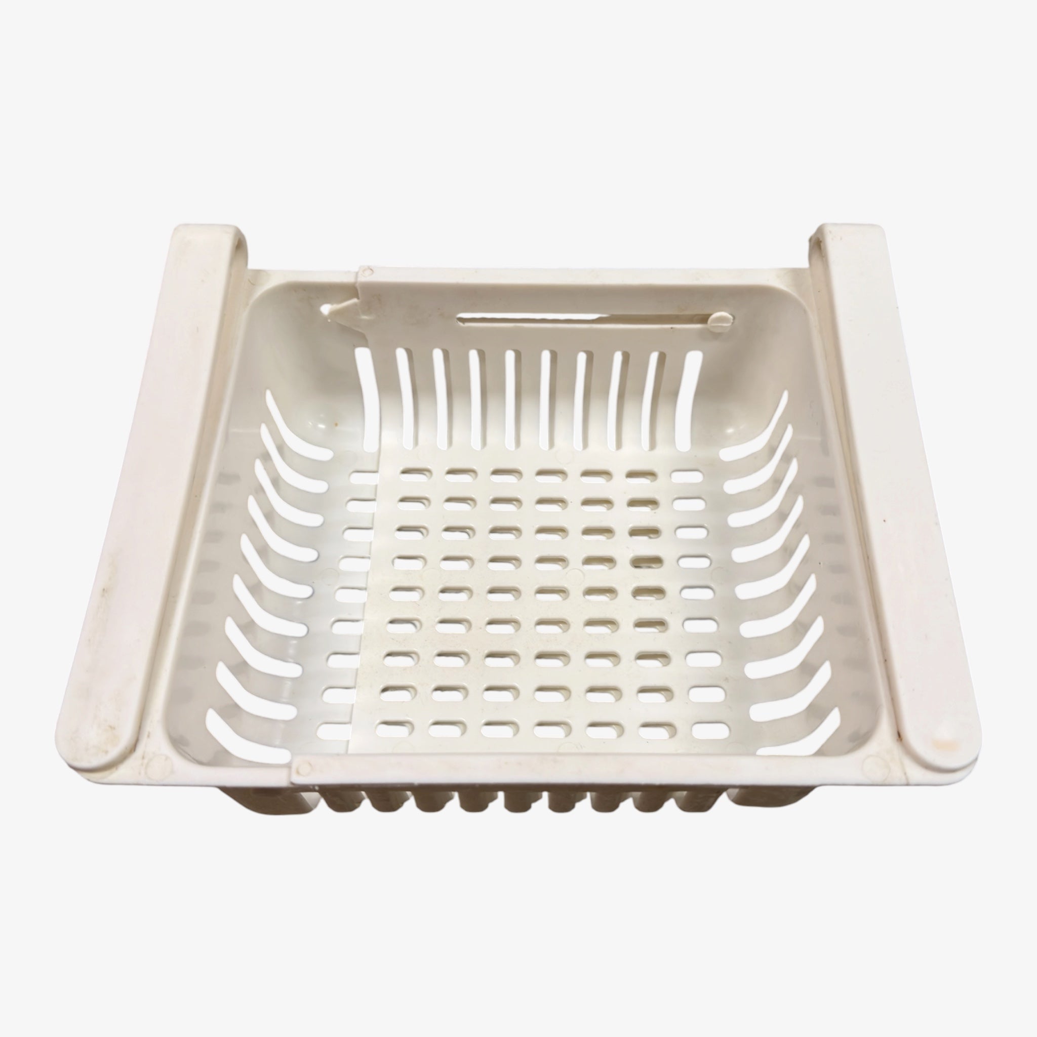 White Plastic Retractable Refrigerator Drawer Organizer for Fruit and Vegetable