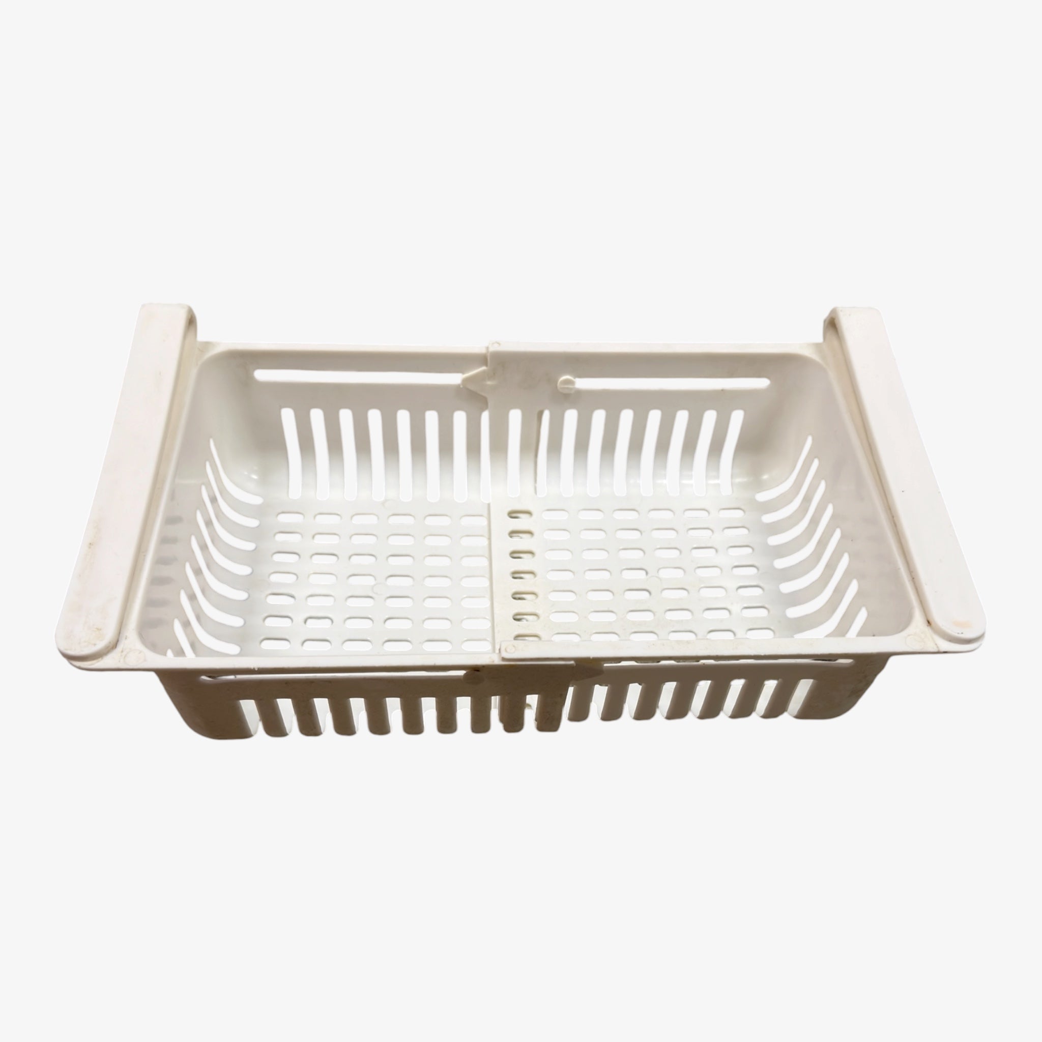 White Plastic Retractable Refrigerator Drawer Organizer for Fruit and Vegetable