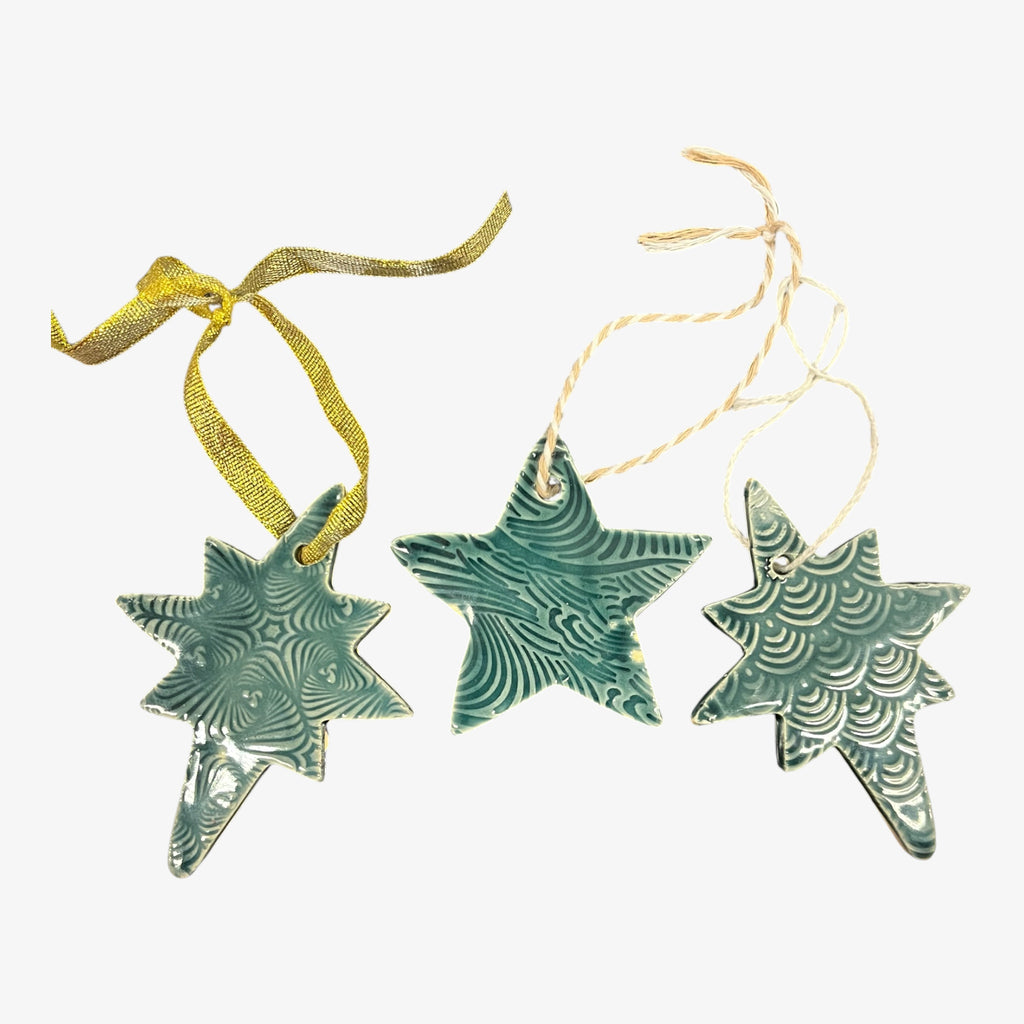 Handmade Ceramic Star Christmas Ornaments (Set of 3)