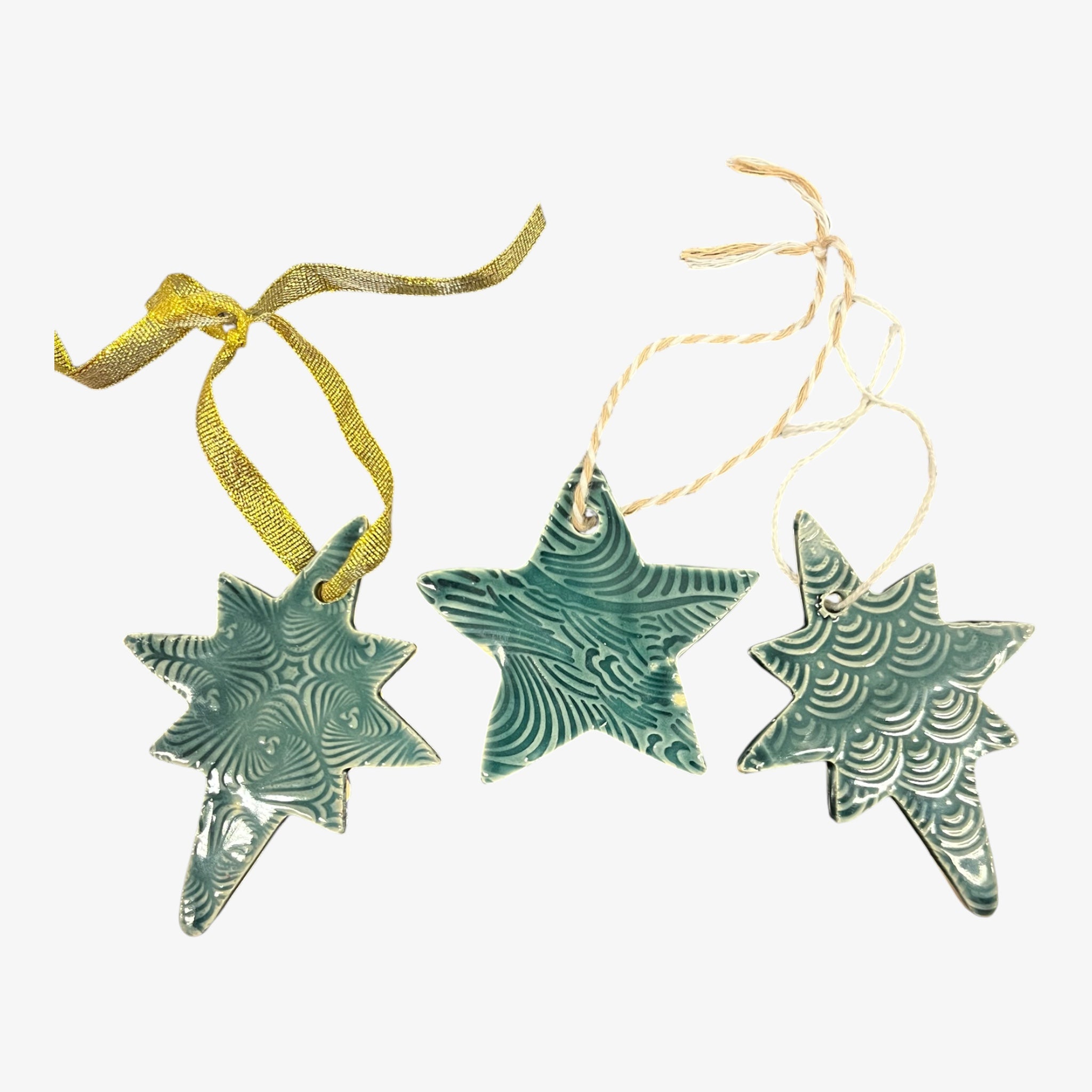 Handmade Ceramic Star Christmas Ornaments (Set of 3)
