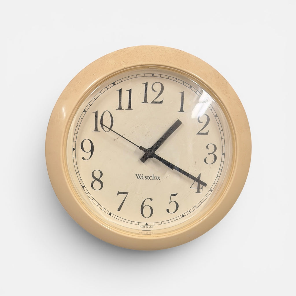 Vintage Westclox Wall Clock Plastic Frame Round 8.5"D