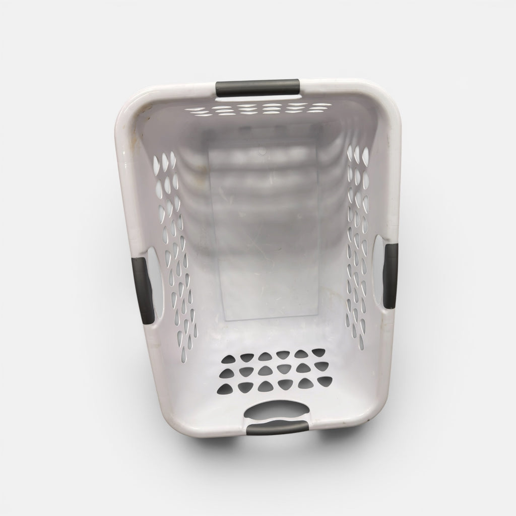 Sterilite 1.5 Bushel Ultra Square Laundry Basket in White with Gray Comfort Grip Handle 18.5" x 12" x 26"