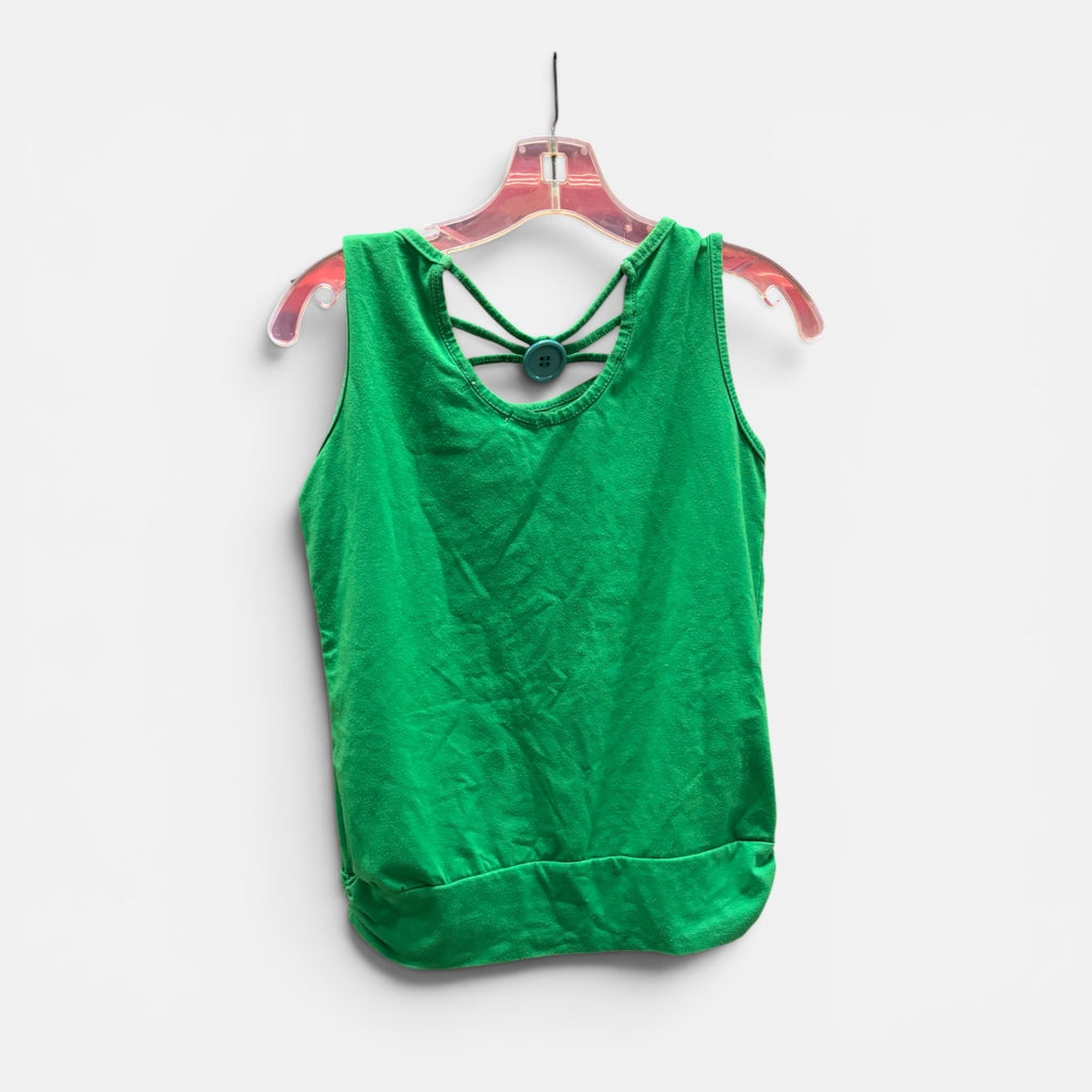 Women's Green Sleeveless Tank Top with Silver "RECYCAR" text and a Star Graphic Size: M