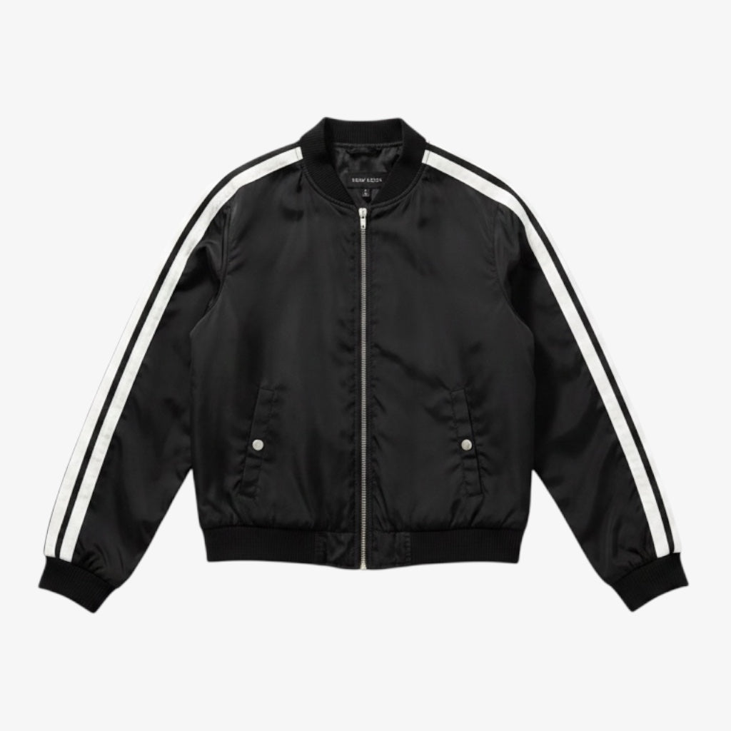 New Look Women's Black and White Striped Bomber Jacket Size: S