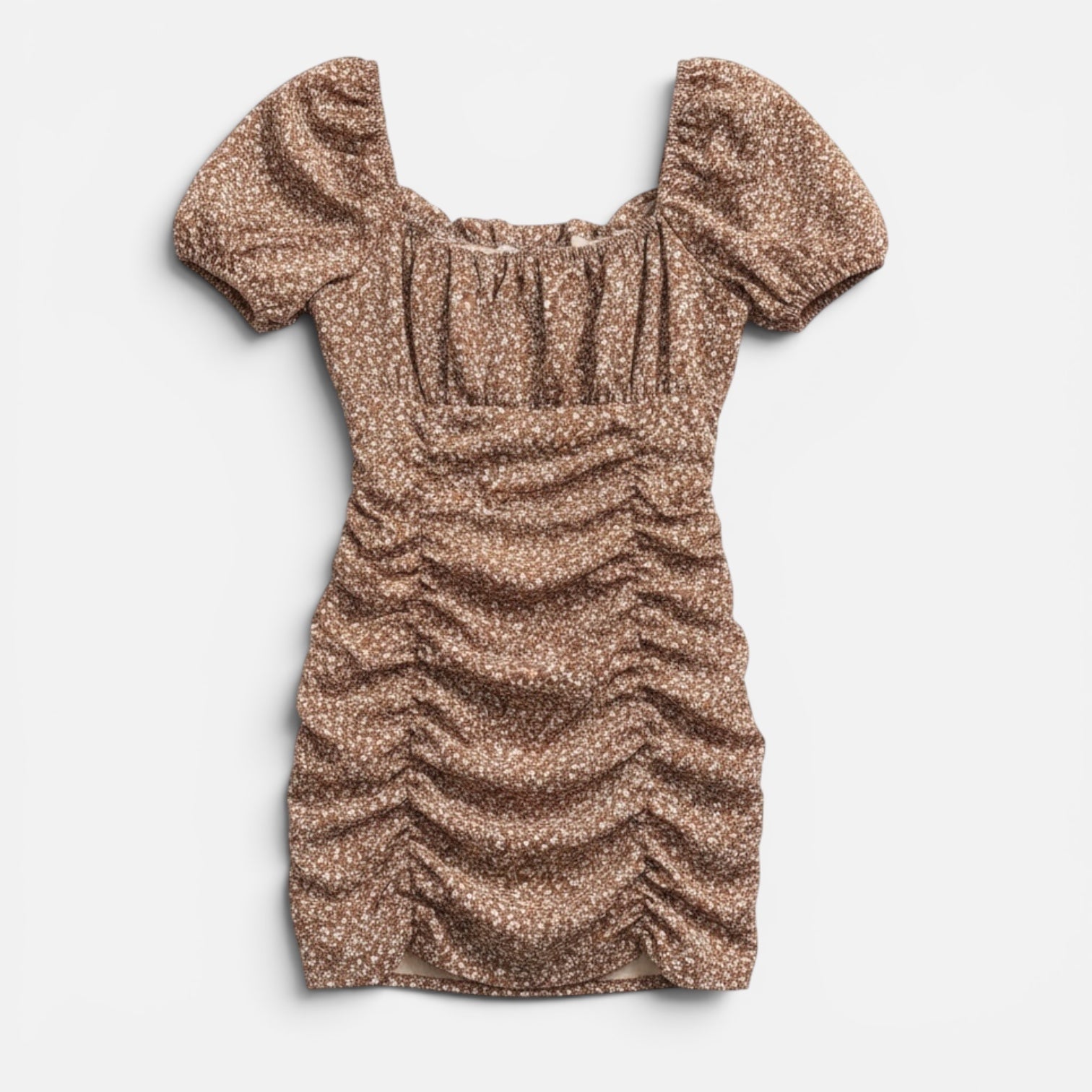 Lulus Reason to Be Dusty Brown Floral Print Off-the-Shoulder Mini Dress Size: M