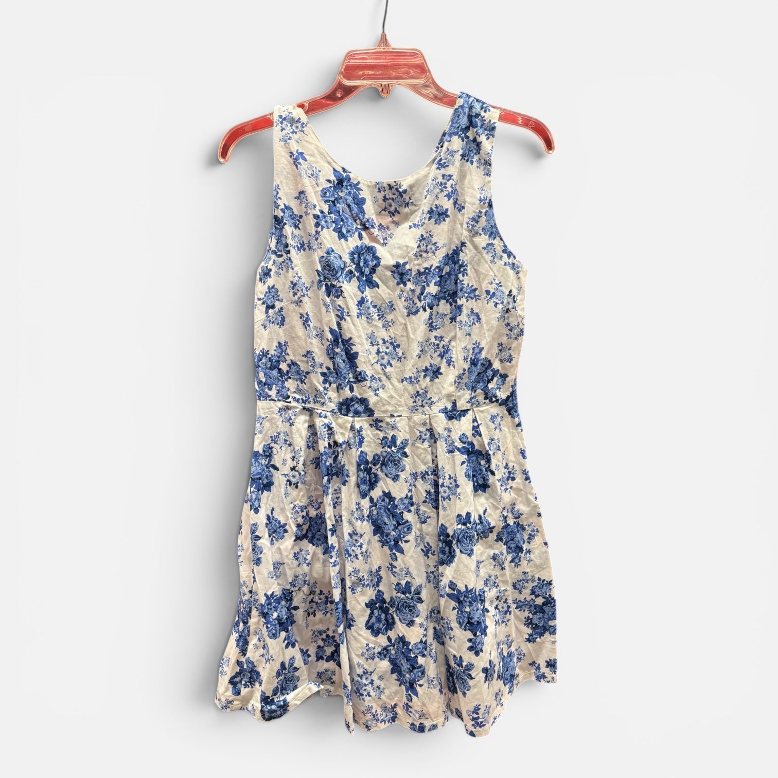 Women Blue and White Floral Sleeveless Dress Size: L