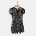 Black Floral Print Puff Sleeve Mini Dress Size: S
