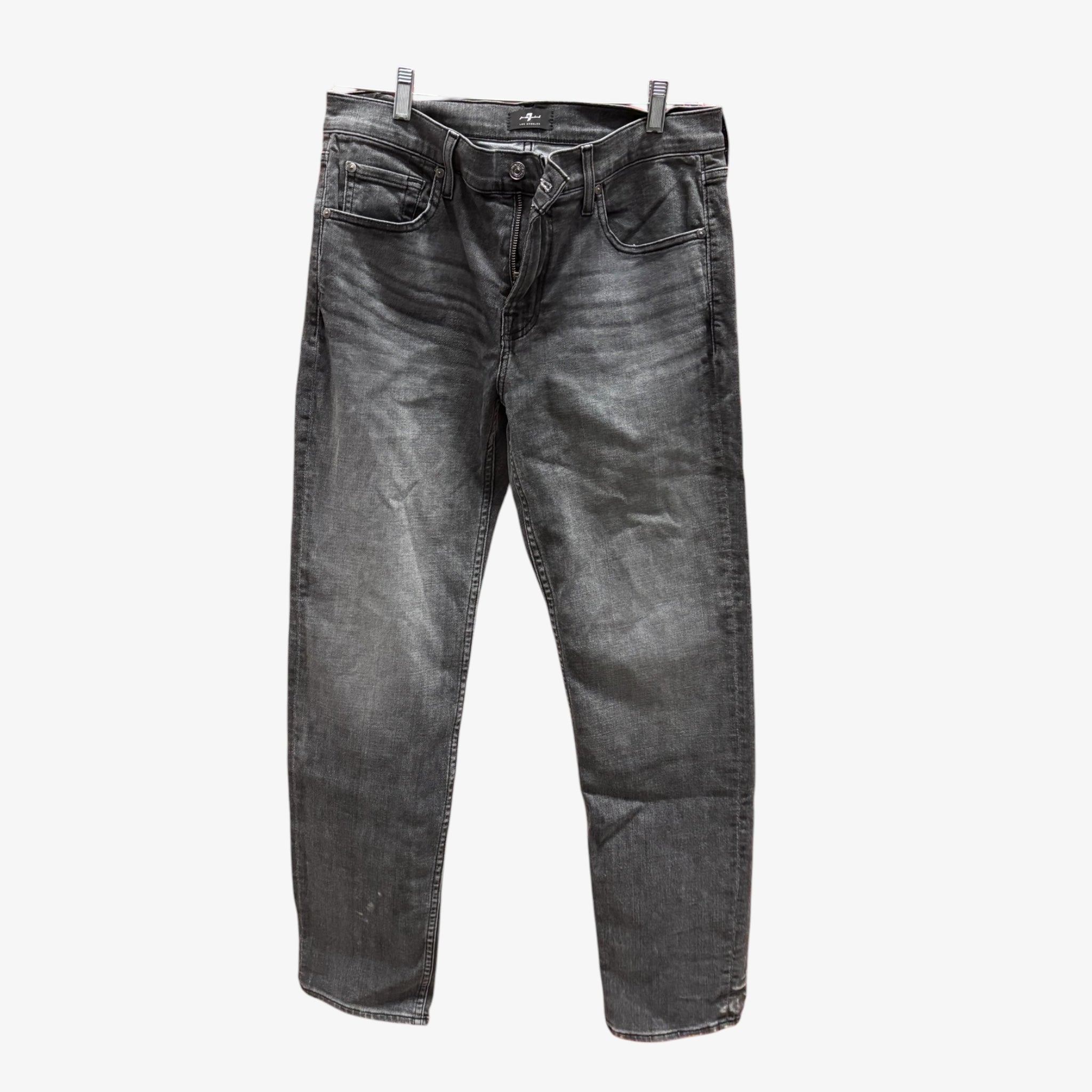 Seven For All Mankind Men's Faded Black Jeans Straight-Leg Style Size: 33