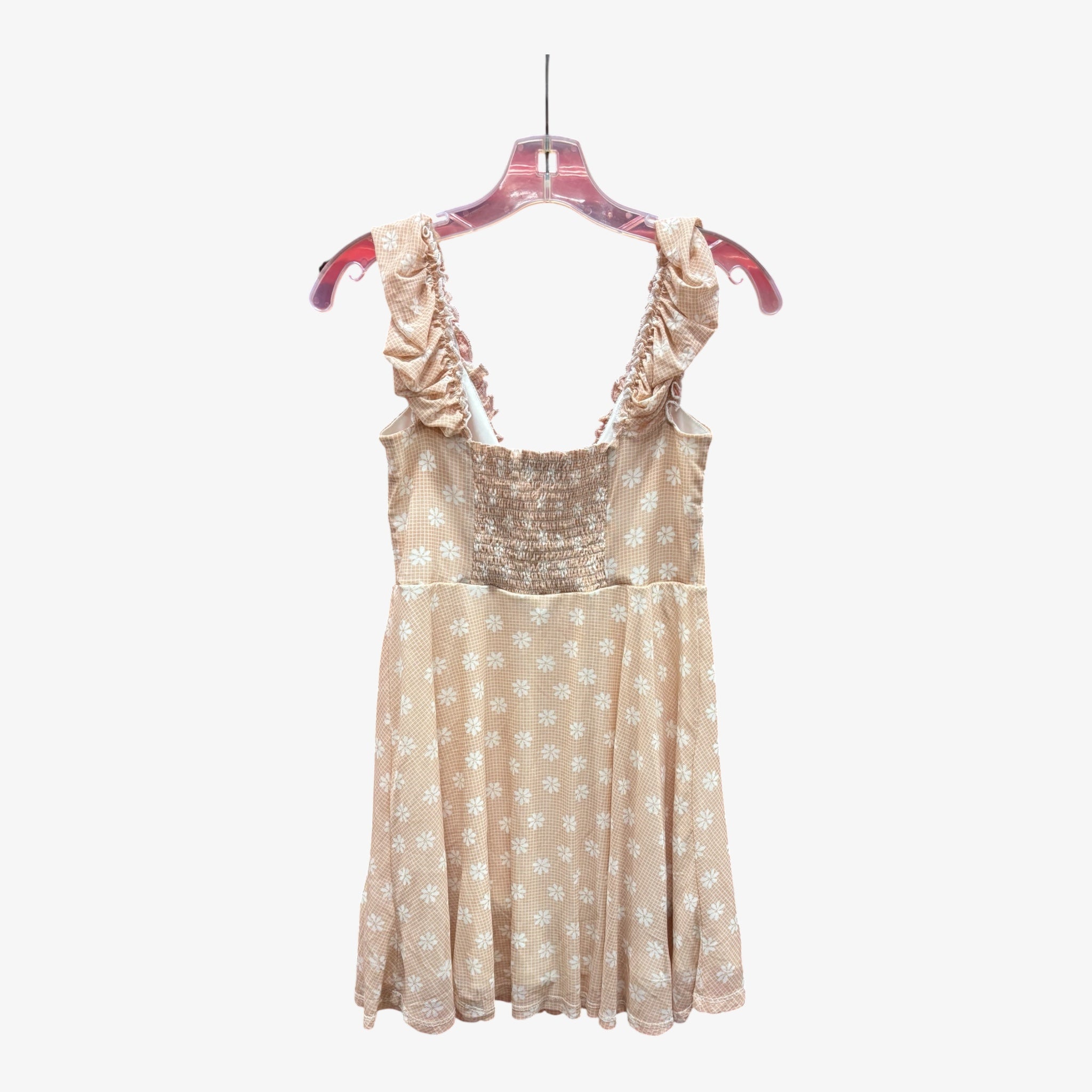 Urban Outfitters Beige Floral Print Mesh Audrey Mini Dress Size: M