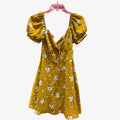 Yellow Floral Puff-Sleeve Mini Dress Size: 6