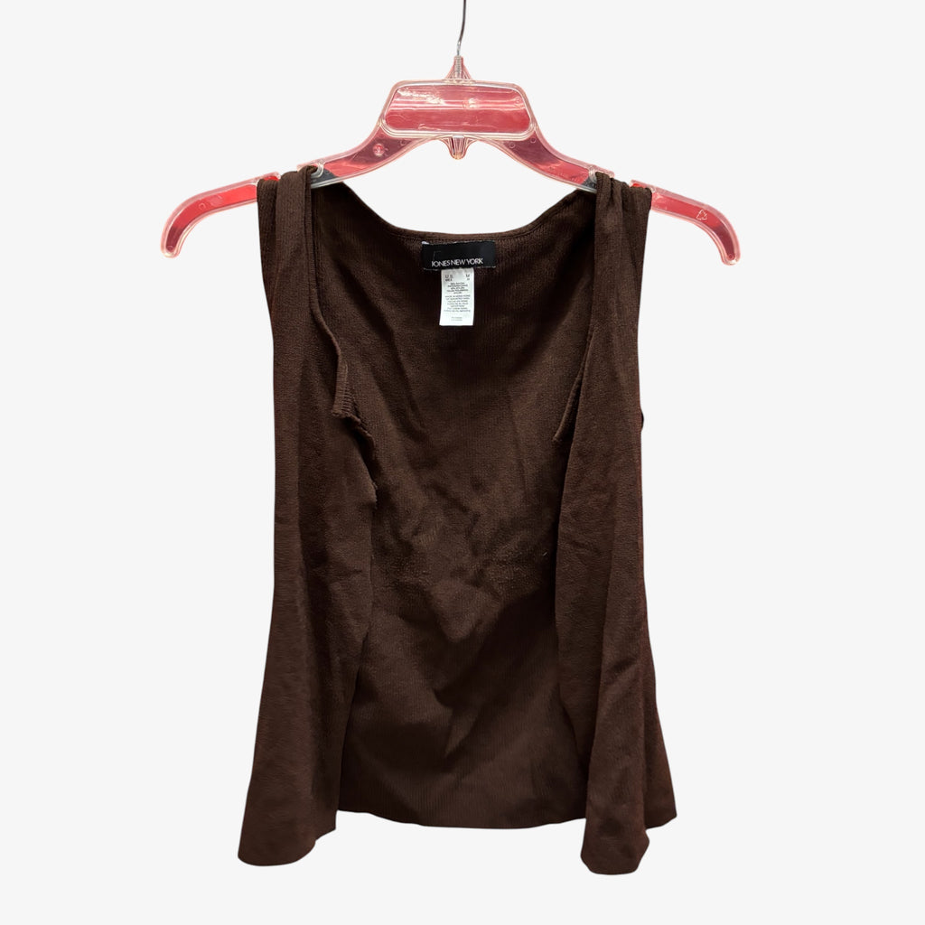 Jones New York Ruffled Front Sleeveless Tank Top Brown Size: M