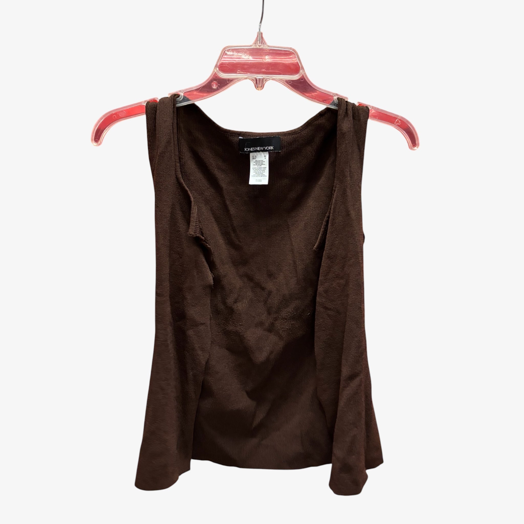 Jones New York Ruffled Front Sleeveless Tank Top Brown Size: M