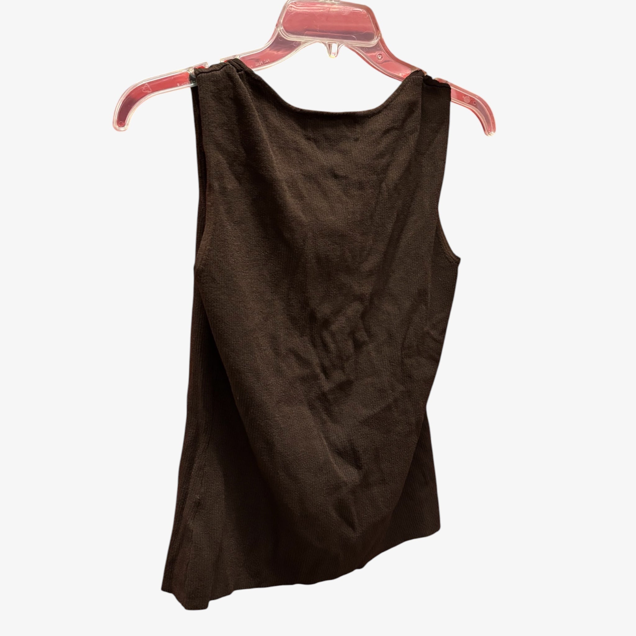 Jones New York Ruffled Front Sleeveless Tank Top Brown Size: M