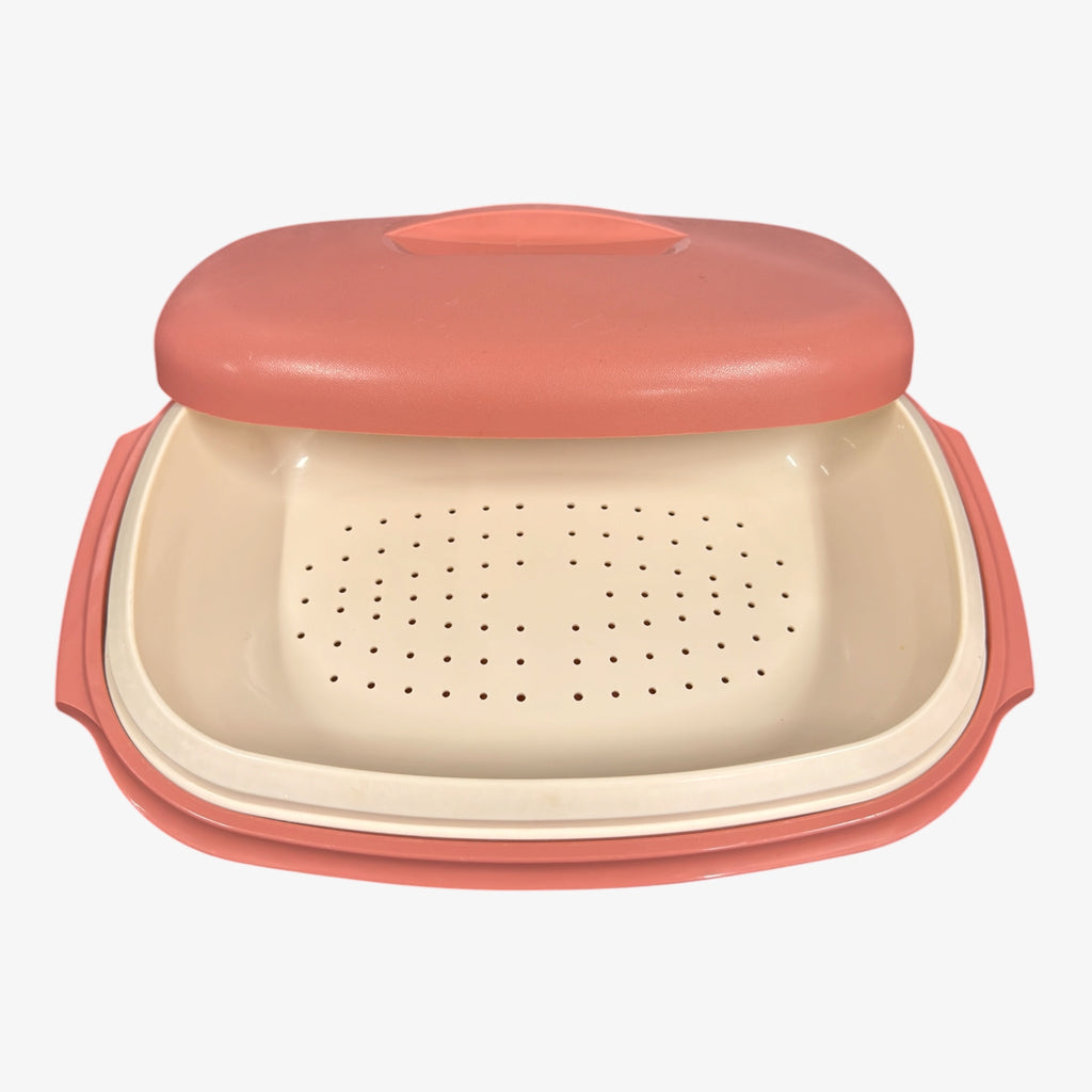 Vintage Pink Tupperware 6-cup Microwave Food Steamer Set