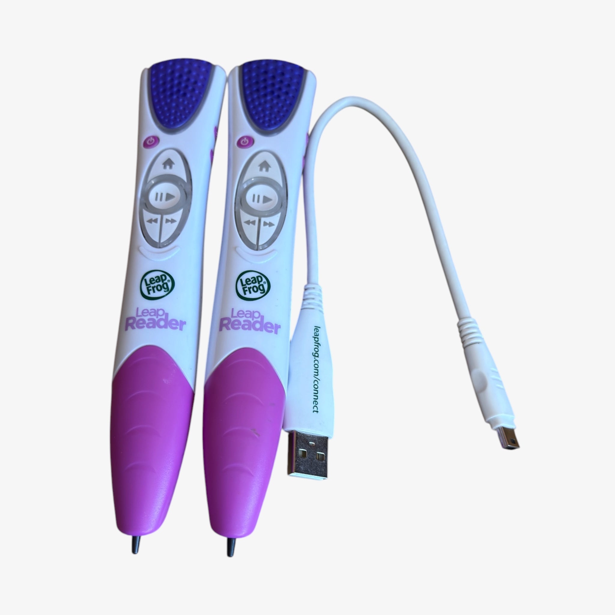 Set of Two LeapFrog LeapReader Reading and Writing Pens w/USB Charger