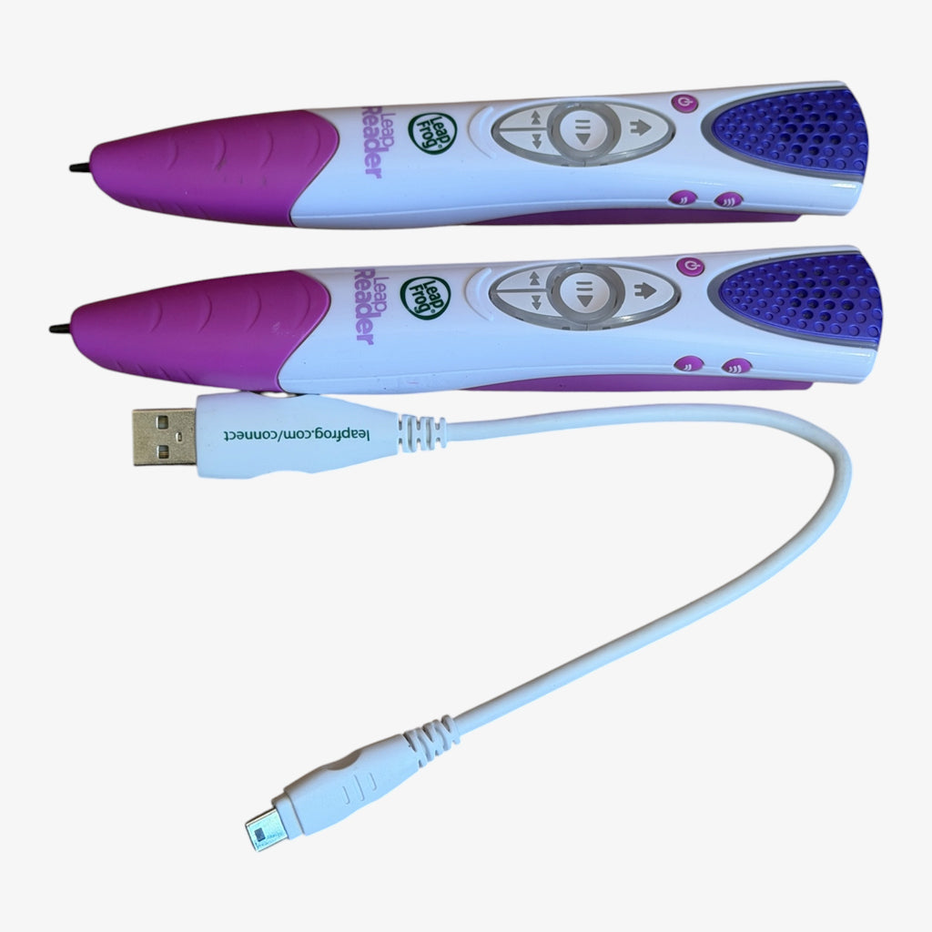 Set of Two LeapFrog LeapReader Reading and Writing Pens w/USB Charger