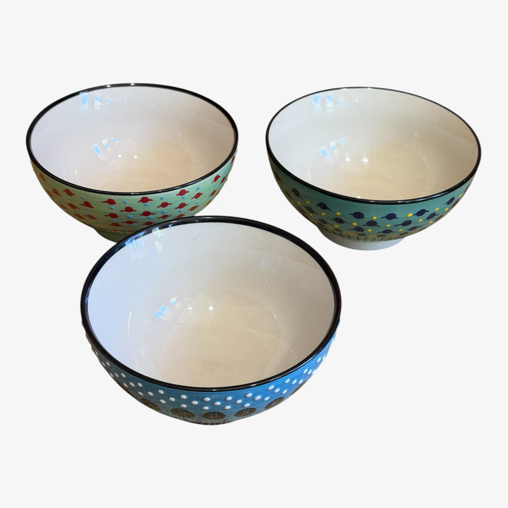 Set of 3 Hand Painted West Elm Potters Workshop Cereal Bowls