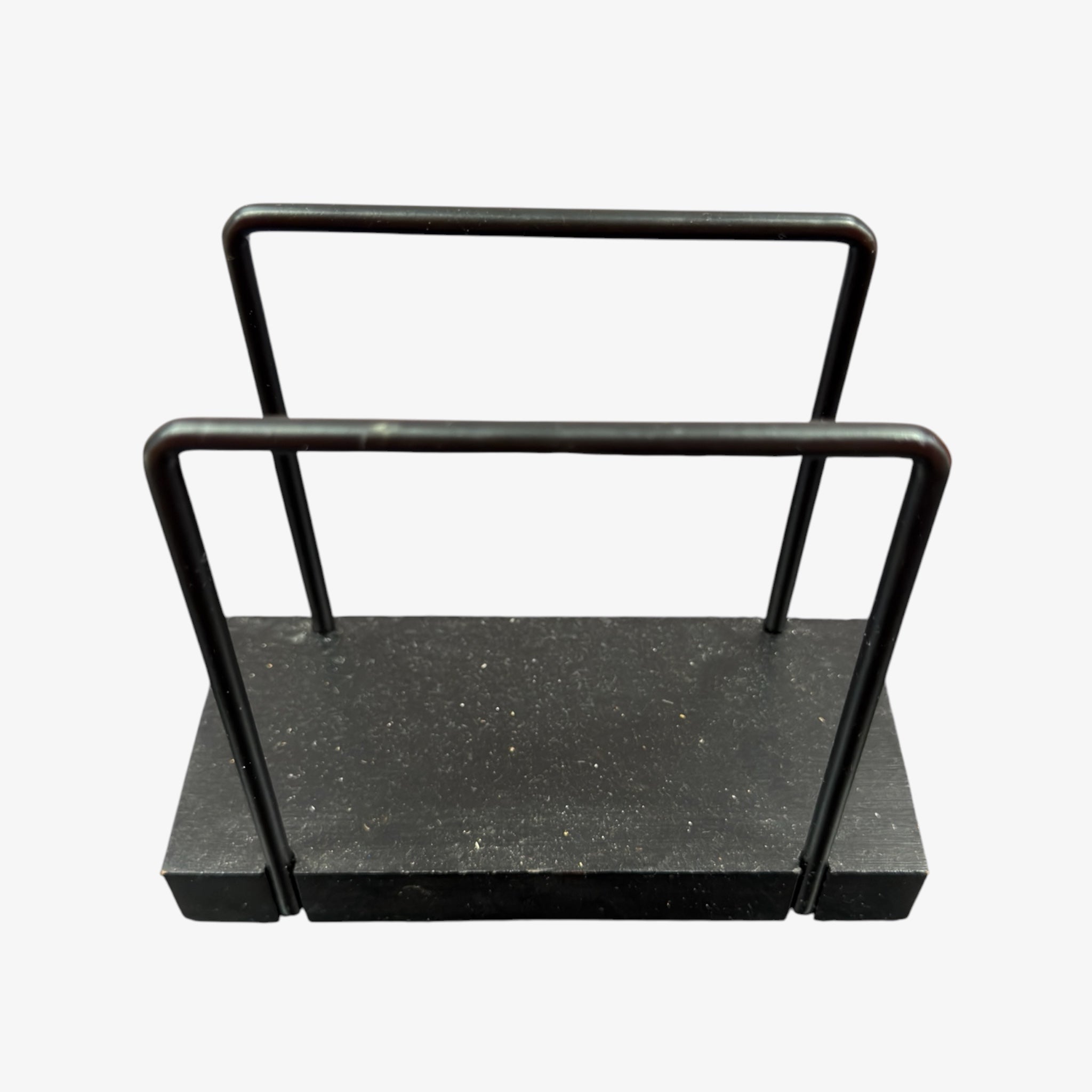 Black Napkin Holder Minimalist Design with Wooden Base 6" x 5" x 3"