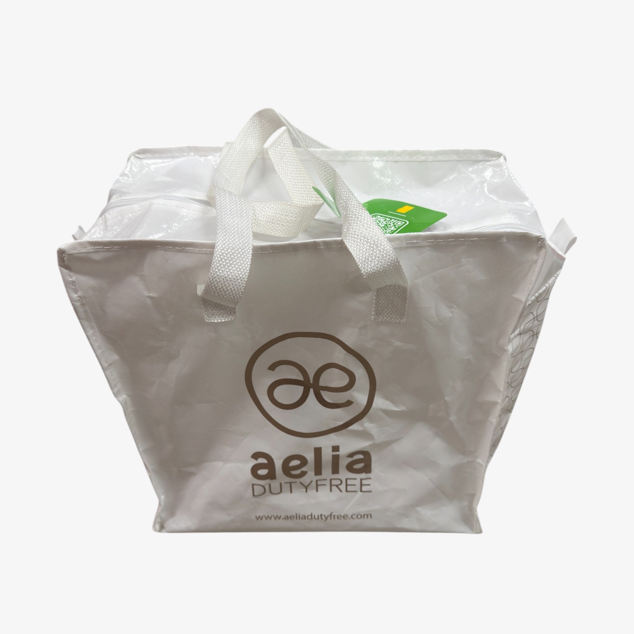 Aelia Duty Free Reusable White Plastic Bag