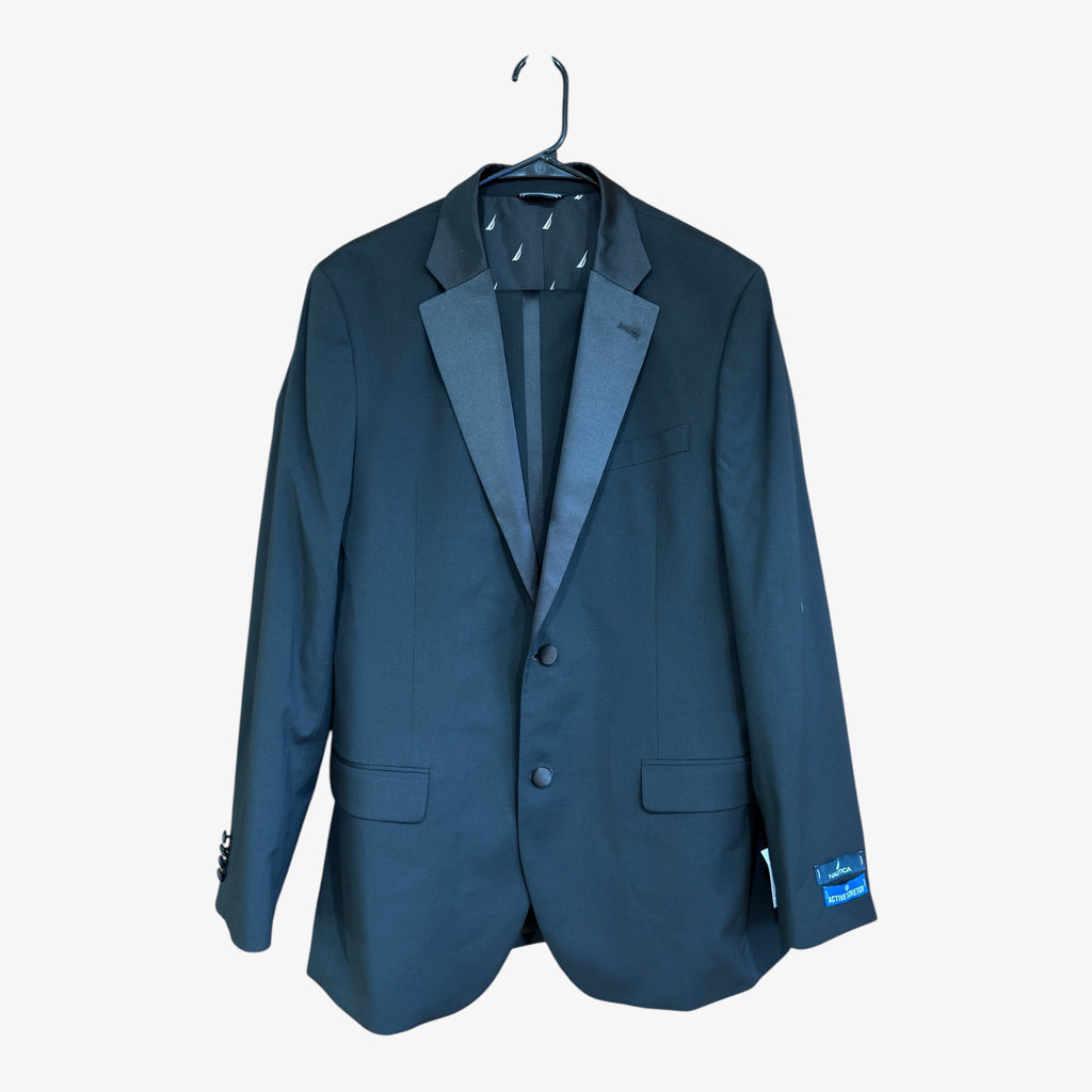 Nautica Men's 2 Piece Modern Fit Suit w/Tuxedo Trousers Black Size: 40L