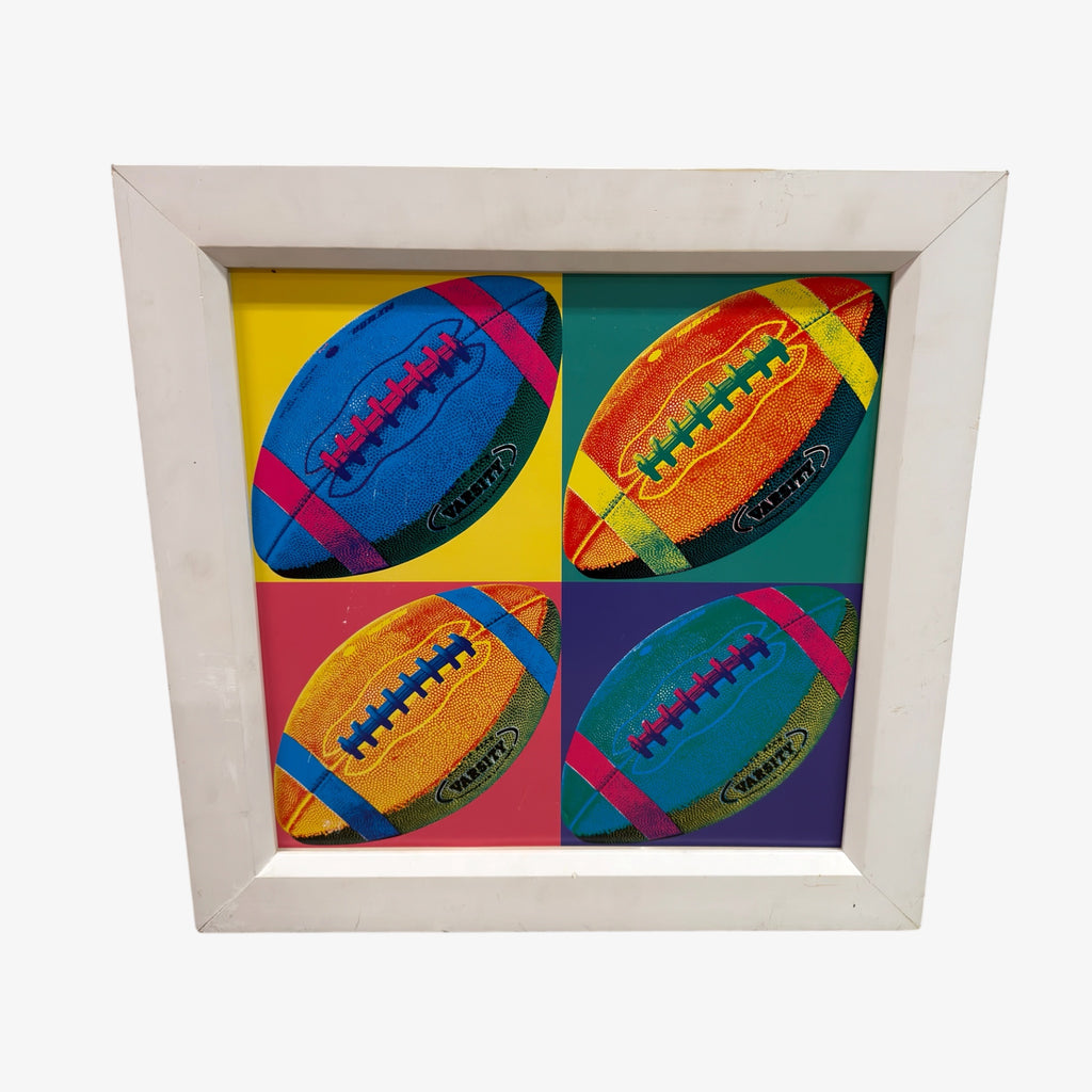 Vintage Signed and Dated "Ball Four-Football" Framed Art Print by Wild Apple Portfolio 20" x 20"