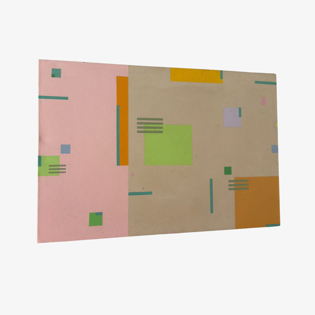 Burton Kramer All That Jazz 5.2 - Bright, Geometric Abstraction, Modernist Acrylic on Board 2015 20” x 30”