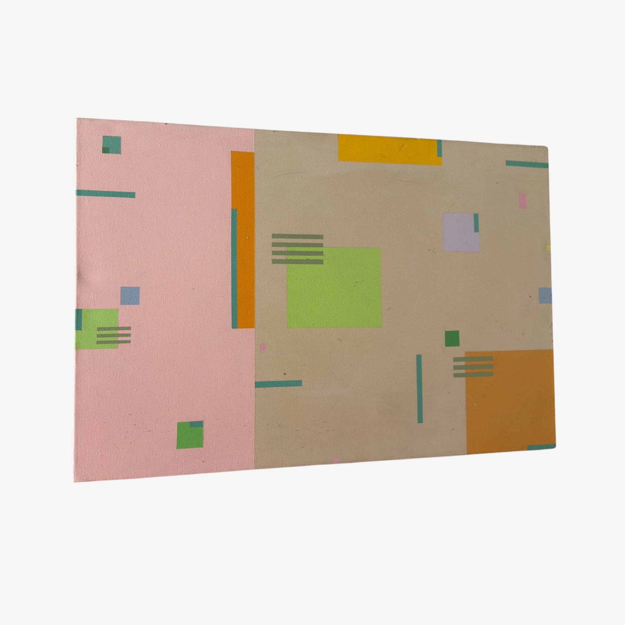 Burton Kramer All That Jazz 5.2 - Bright, Geometric Abstraction, Modernist Acrylic on Board 2015 20” x 30”