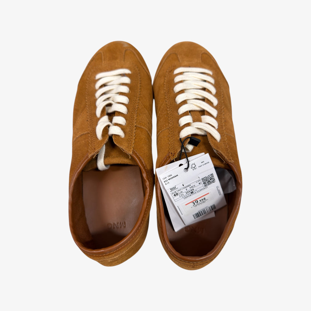 Mango Women's Brown Suede Lace-up Sneakers Size: 40(EU) 9(US)