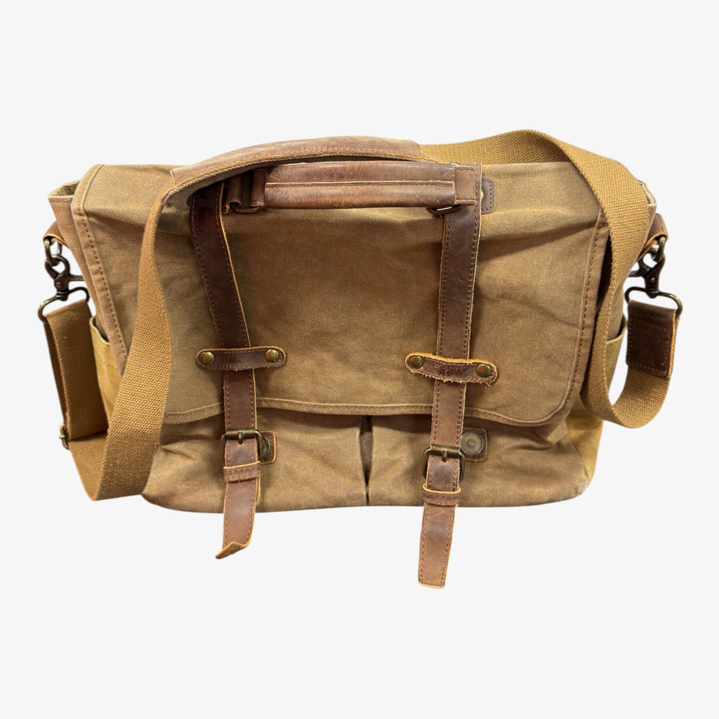 NEWHEY Men's Brown Canvas Messenger Bag 16"