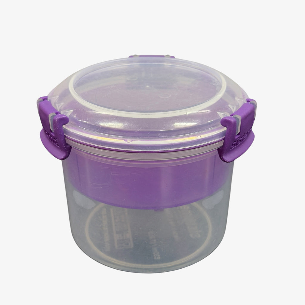 Sistema Breakfast To Go Food Storage Purple Locking Clips & a Clear Lid 17.9 oz