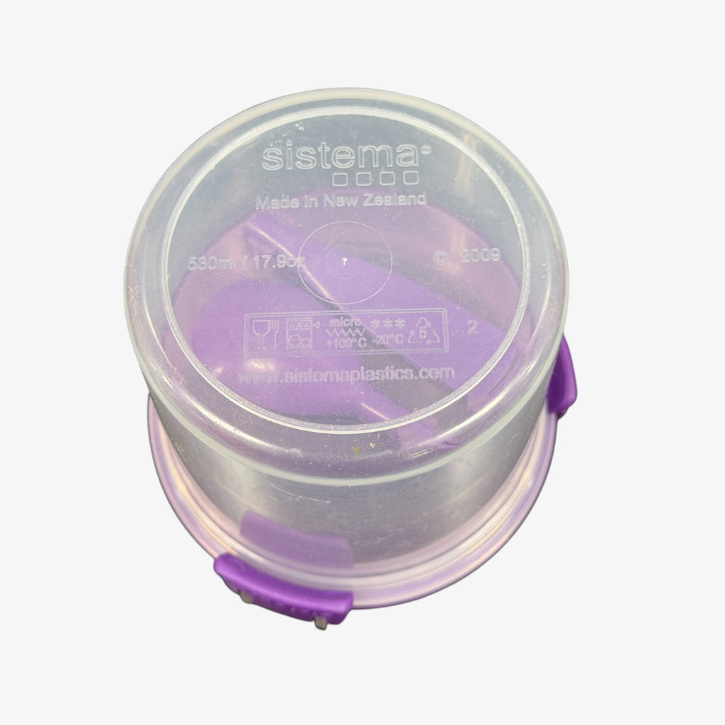 Sistema Breakfast To Go Food Storage Purple Locking Clips & a Clear Lid 17.9 oz