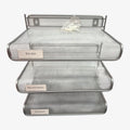 Wire Mesh Paper Document Letter Tray For Desk Or Wall Mount 3 Tier Silver