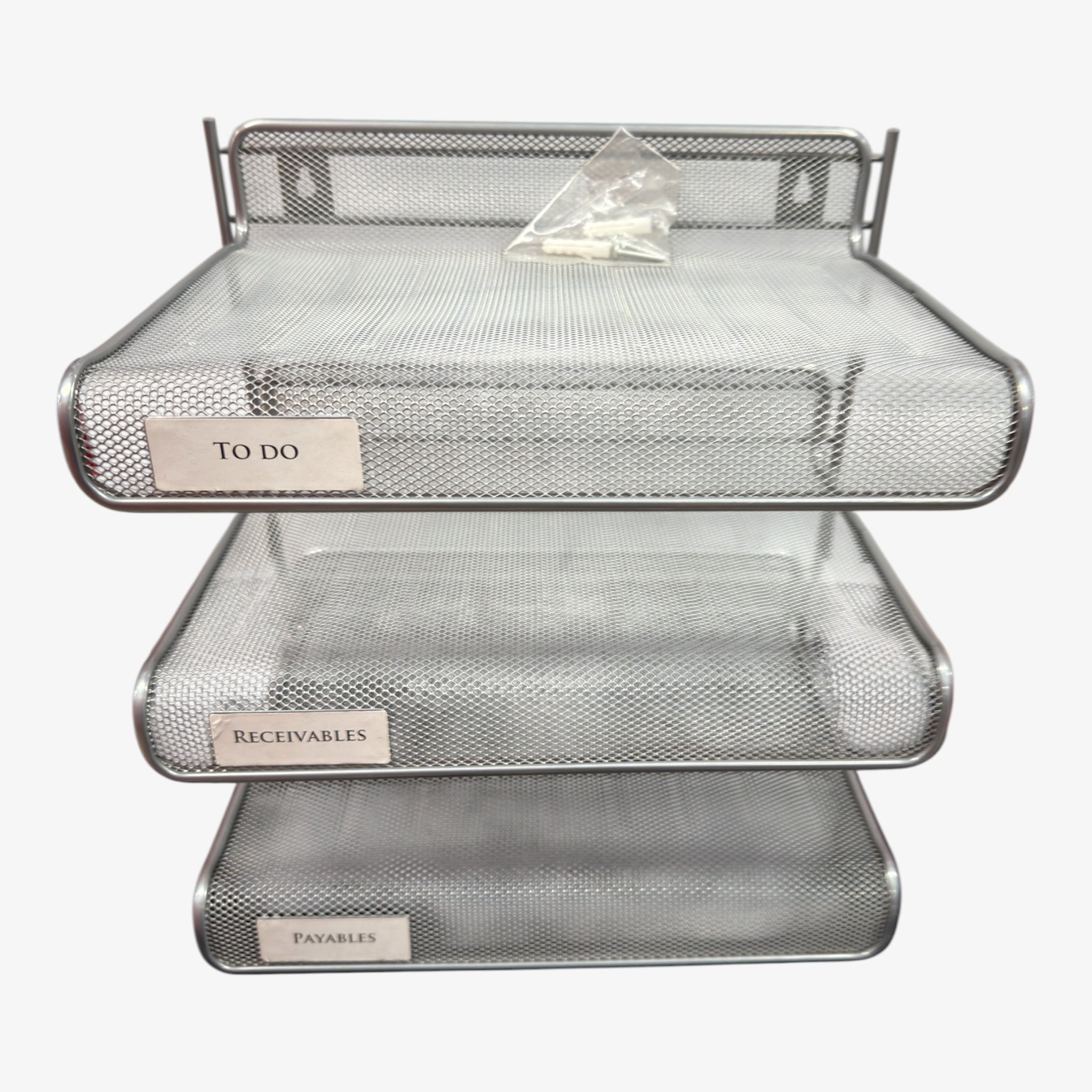 Wire Mesh Paper Document Letter Tray For Desk Or Wall Mount 3 Tier Silver