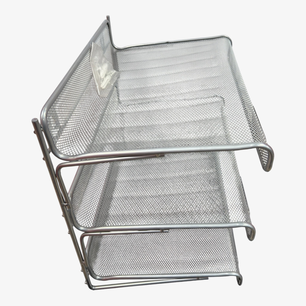 Wire Mesh Paper Document Letter Tray For Desk Or Wall Mount 3 Tier Silver