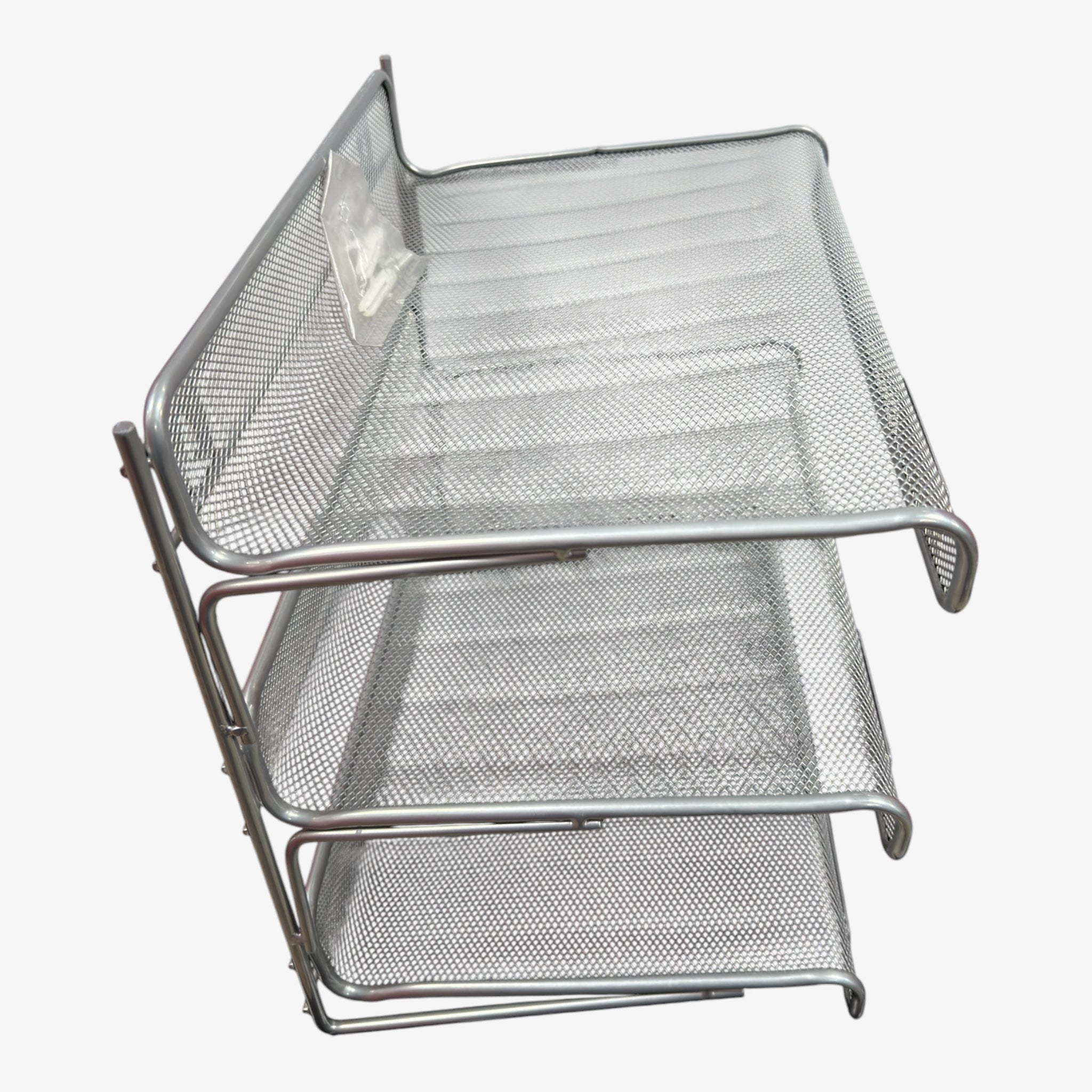 Wire Mesh Paper Document Letter Tray For Desk Or Wall Mount 3 Tier Silver