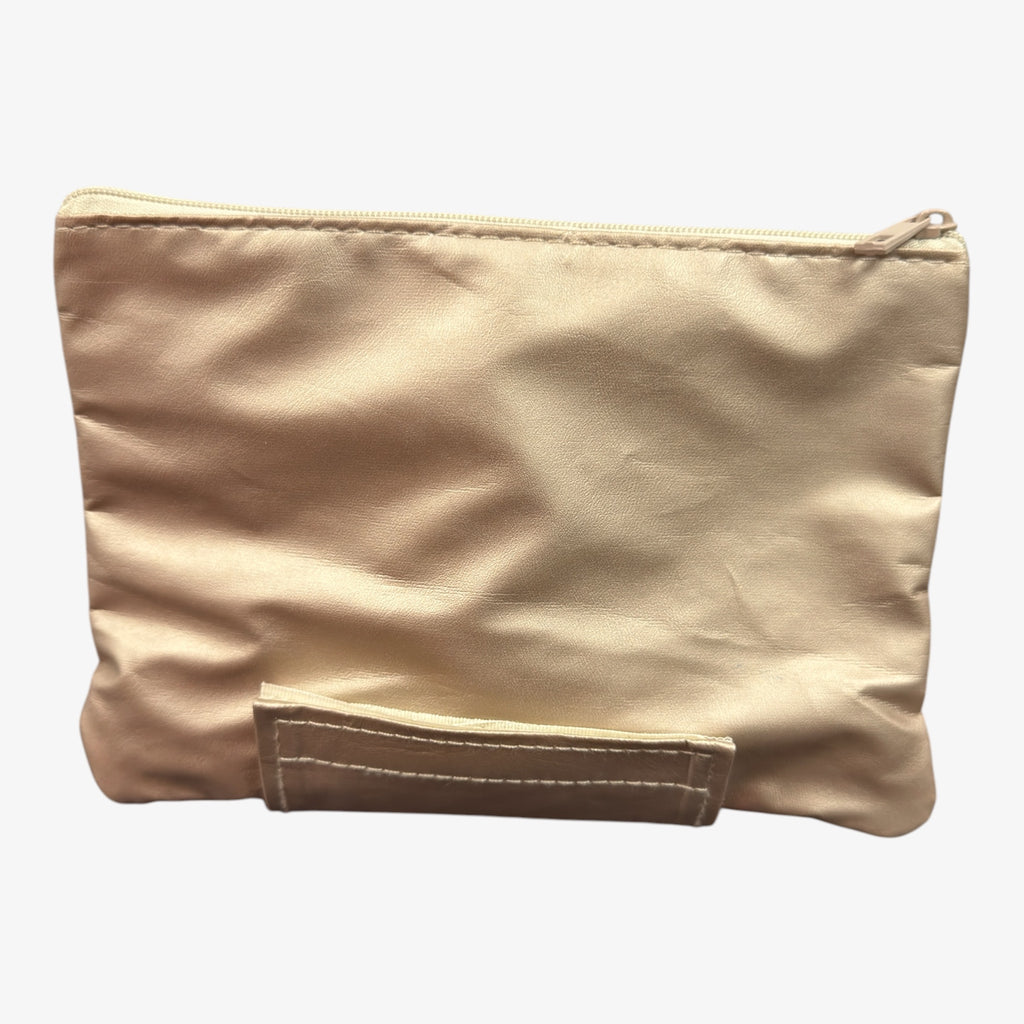 Champagne-colored "Makeup Beauty" Cosmetic Pouch