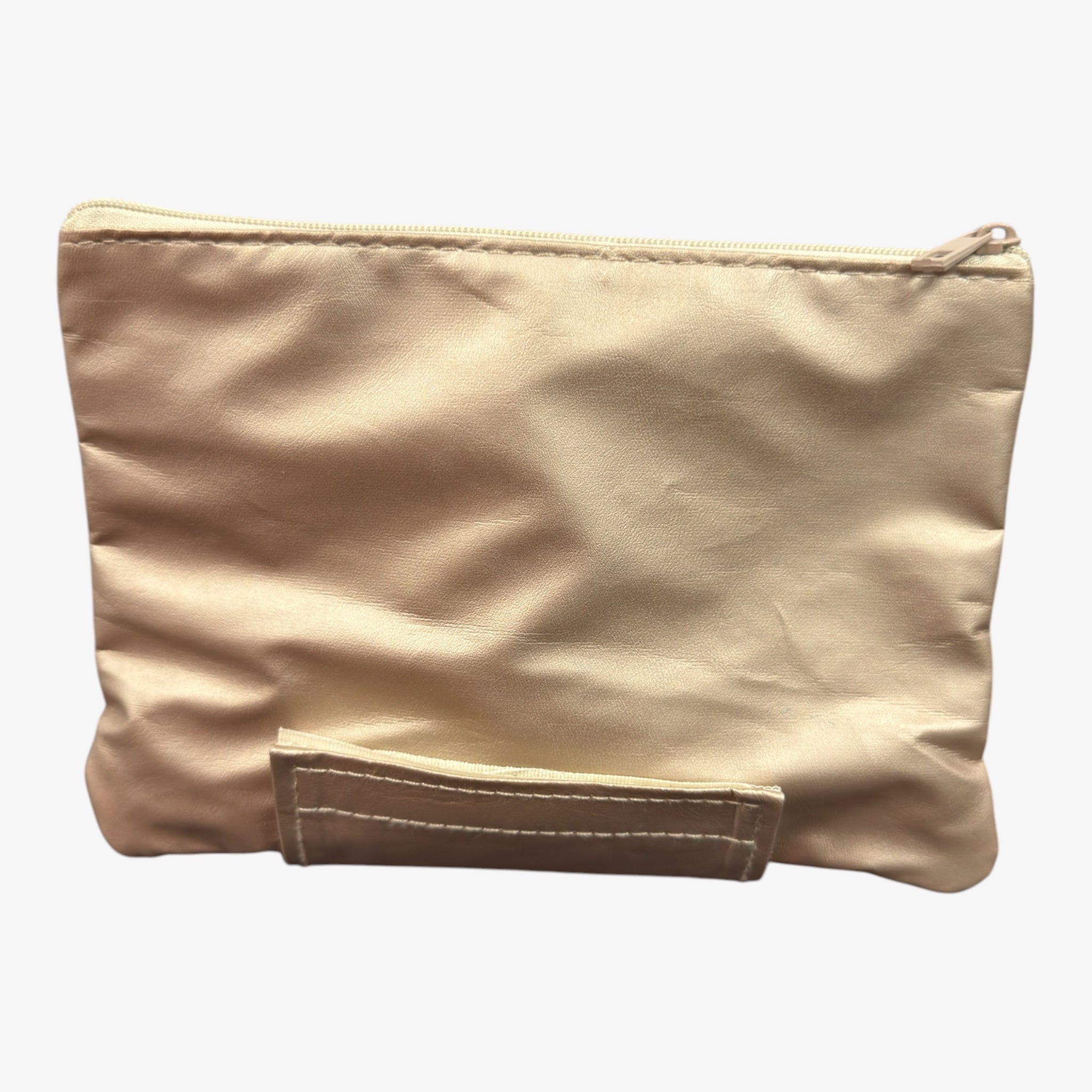 Champagne-colored "Makeup Beauty" Cosmetic Pouch
