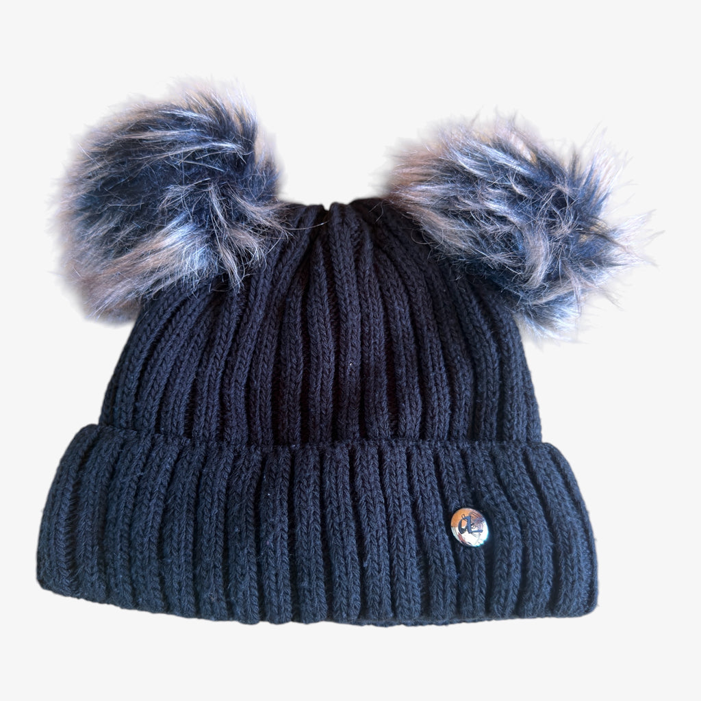 Achti Women's Lined Double Pom Pom Beanie Hat