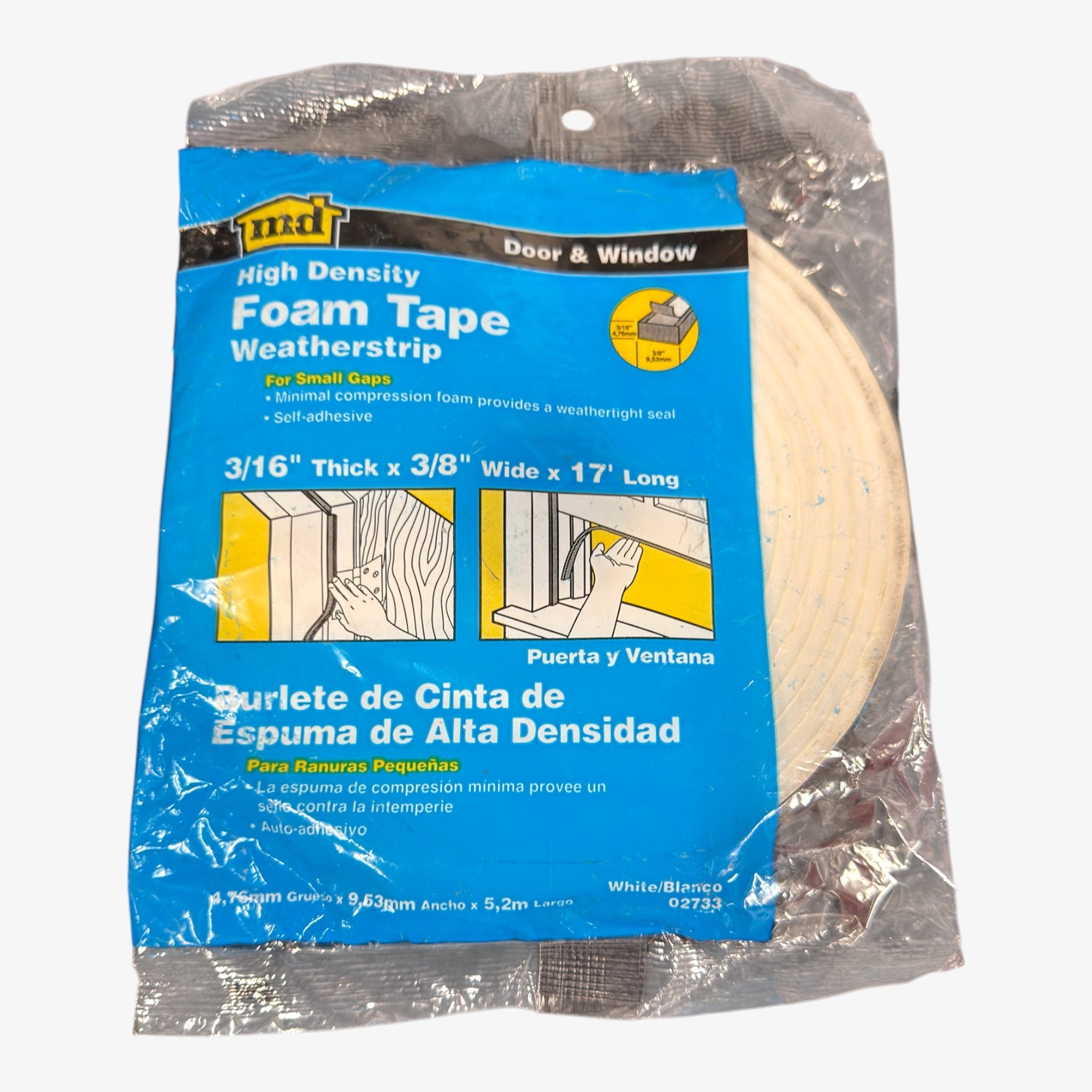 MD High Density Foam Weatherstrip Tape Door & Window