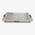 60 Qt Underbed Secure Latch Clear Plastic Storage Container with Wheels 40" x 20" 6.125"