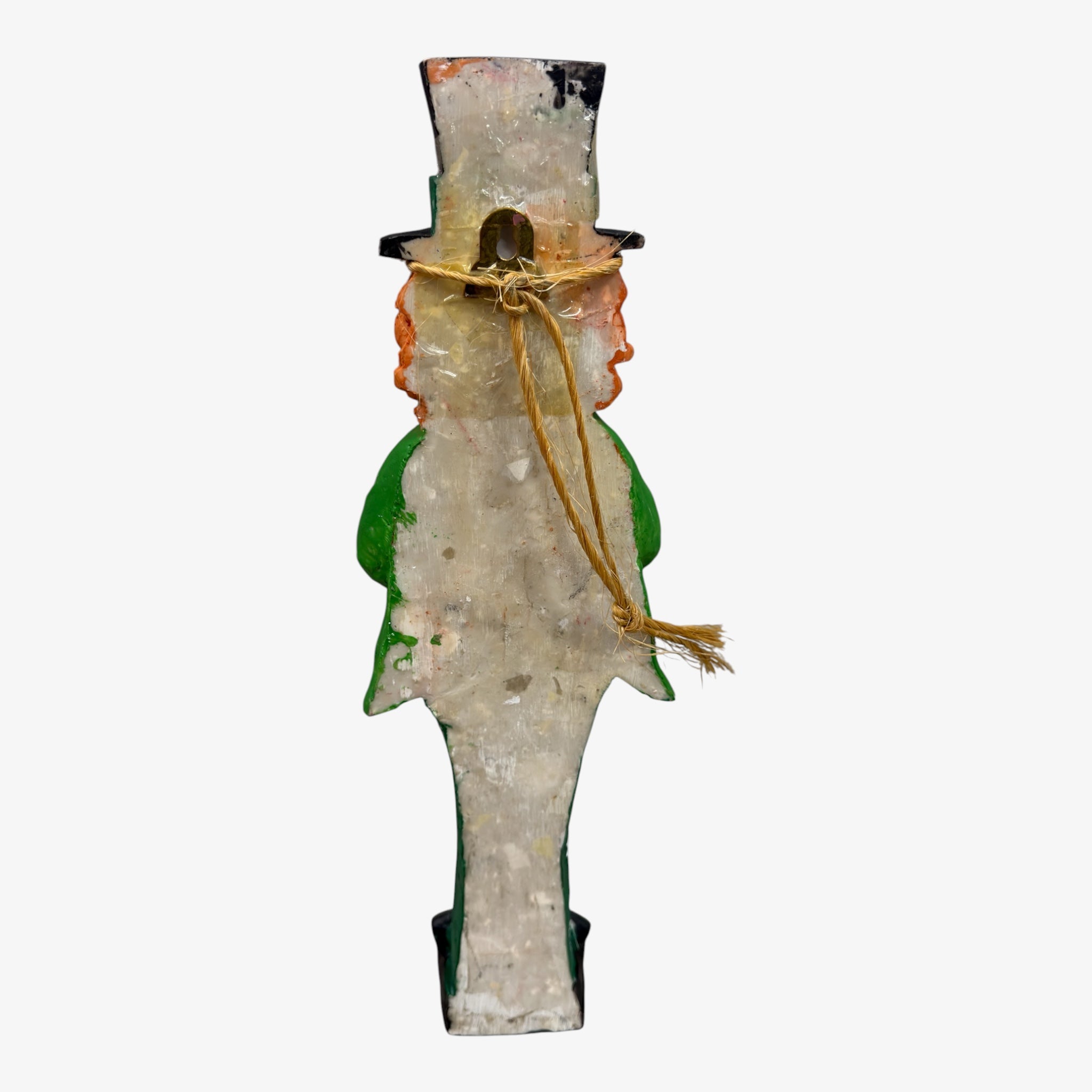 Saint Patricks Day Statue Lucky leprechaun Green Resin Figurine with Irish Hat Shamrock Ready to Hang 15"H