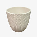 White Ceramic Planter with Dotty Texture  5"D x 5"H