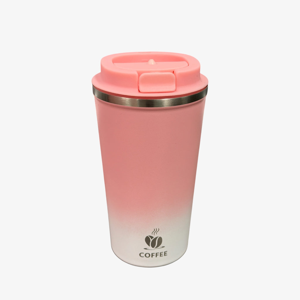 17 oz. Pink White Stainless Steel Travel Coffee Mug